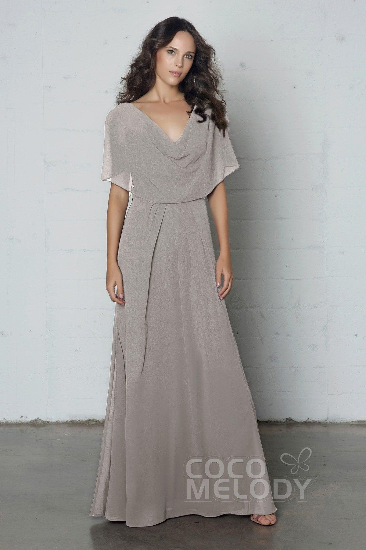 Sheath-Column Floor Length Chiffon Dress PR17014 - COCOMELODY