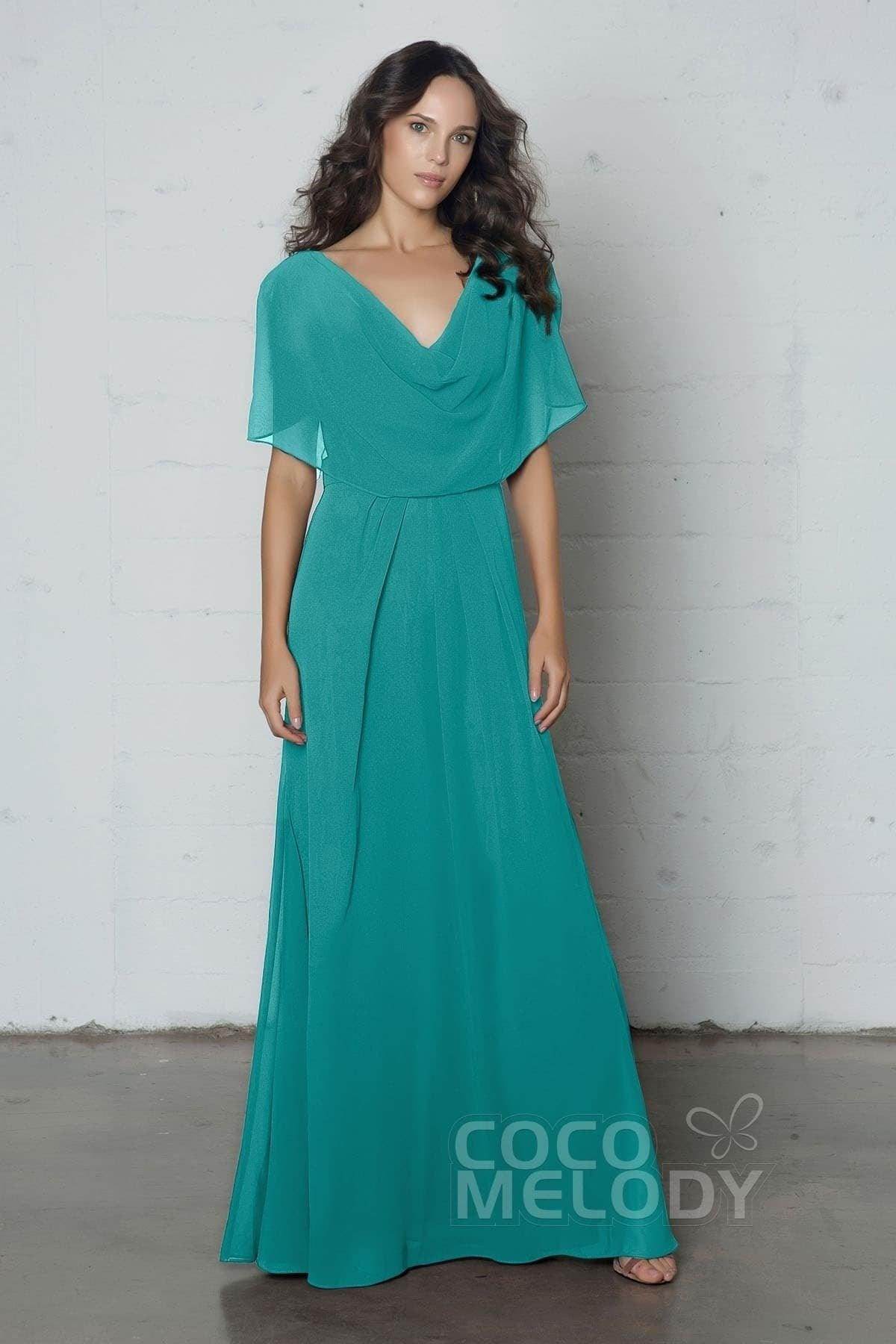 Sheath-Column Floor Length Chiffon Bridesmaid Dress COCOMELODY PR17014, Violet Sheath-Column Floor Length Chiffon Bridesmaid Dress COCOMELODY PR17014, Violet