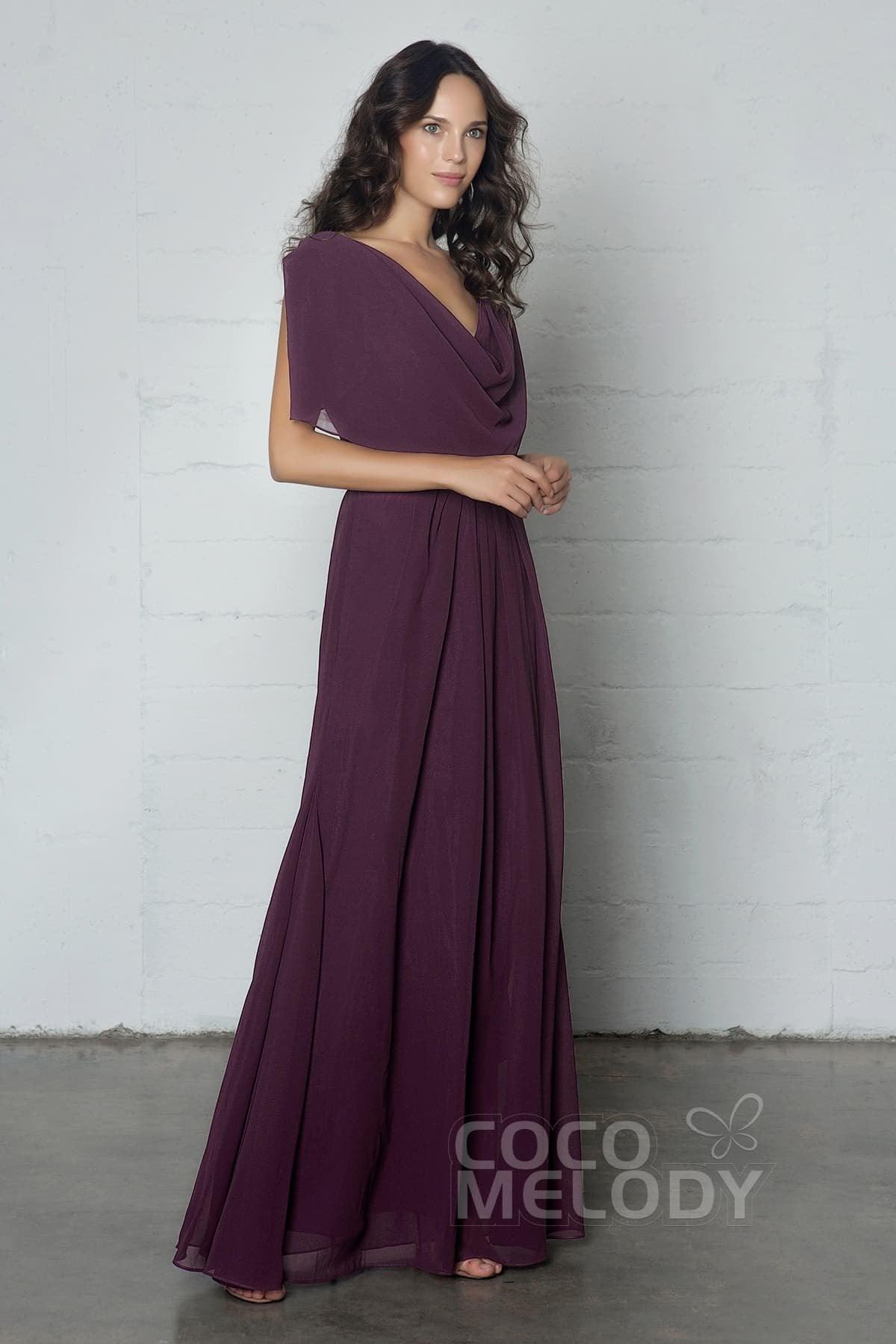 Sheath-Column Floor Length Chiffon Dress PR17014 - COCOMELODY