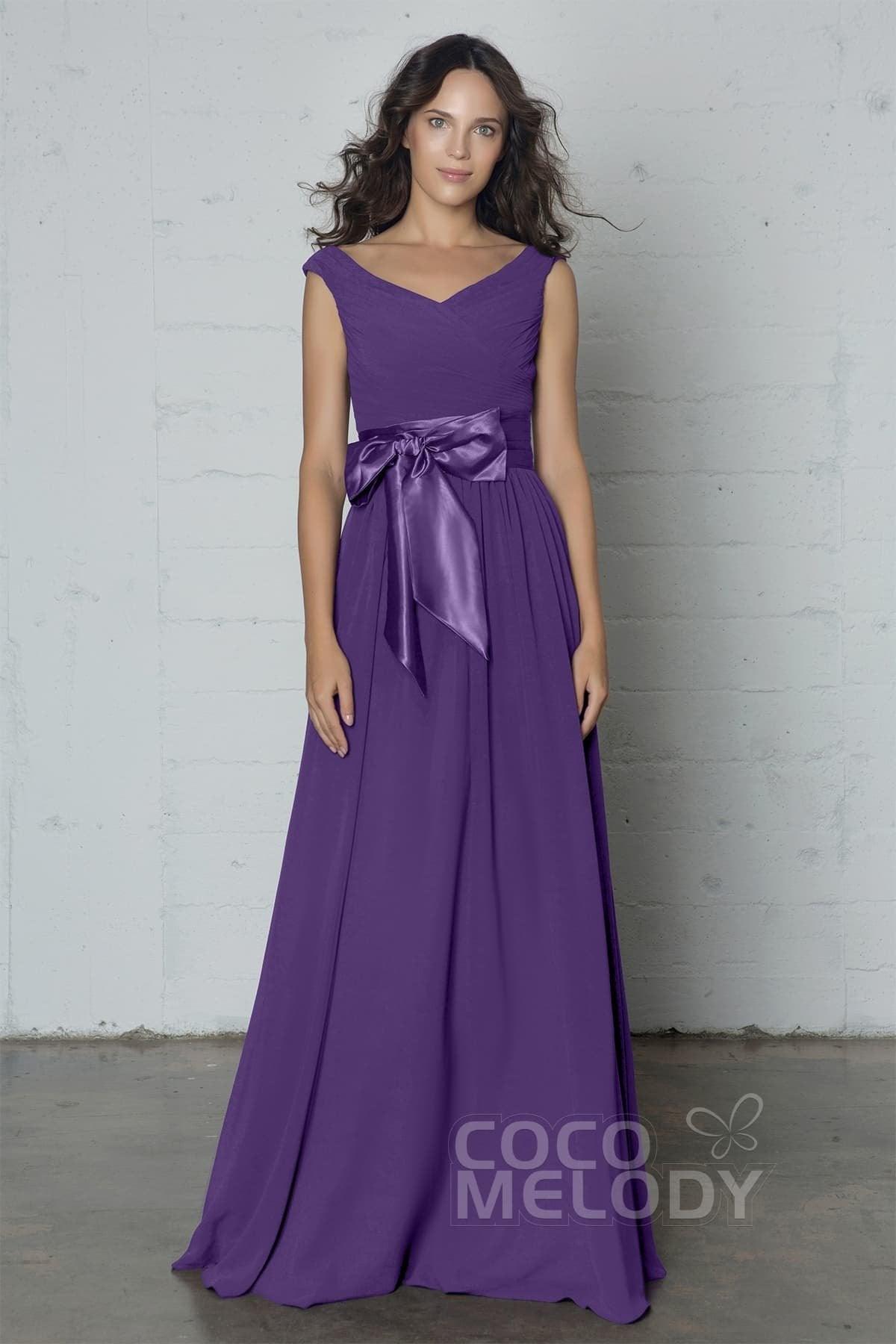 Sheath-Column Floor Length Chiffon Dress PR17017 - COCOMELODY