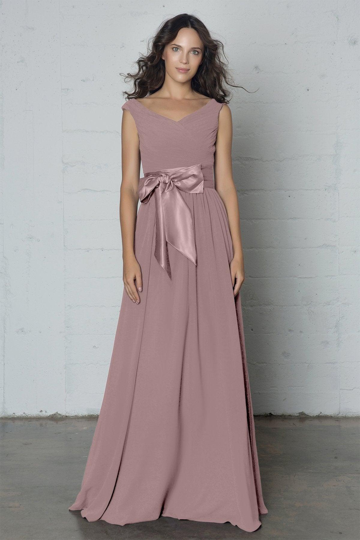 Sheath-Column Floor Length Chiffon Dress PR17017 - COCOMELODY