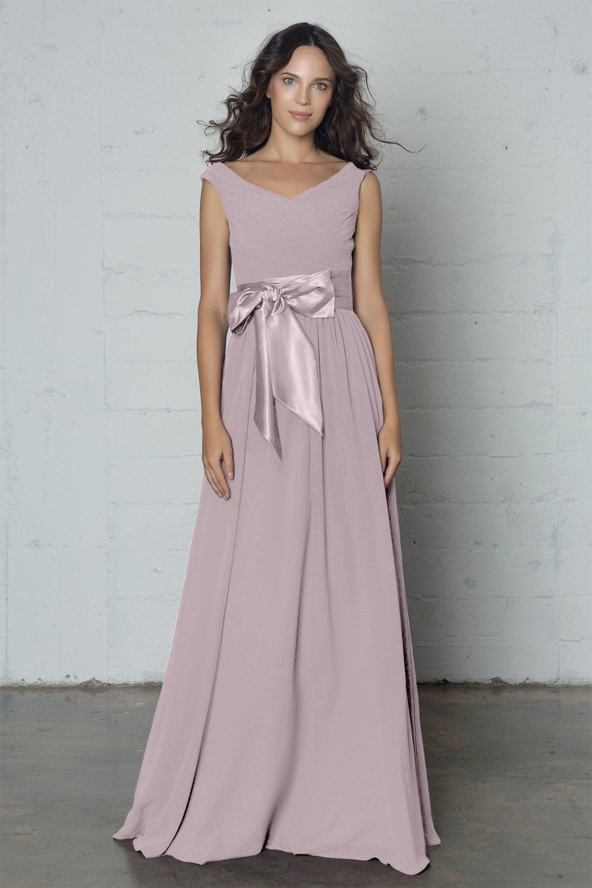 Sheath-Column Floor Length Chiffon Dress PR17017 - COCOMELODY