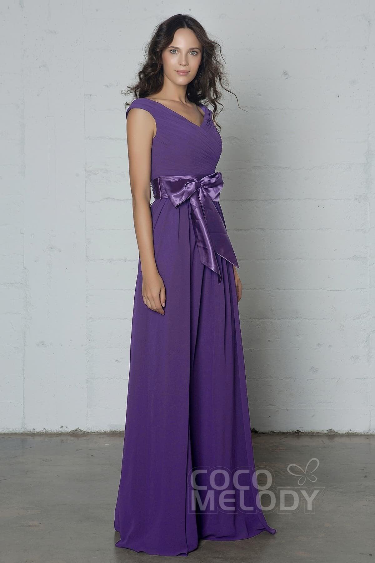 Sheath-Column Floor Length Chiffon Dress PR17017 - COCOMELODY
