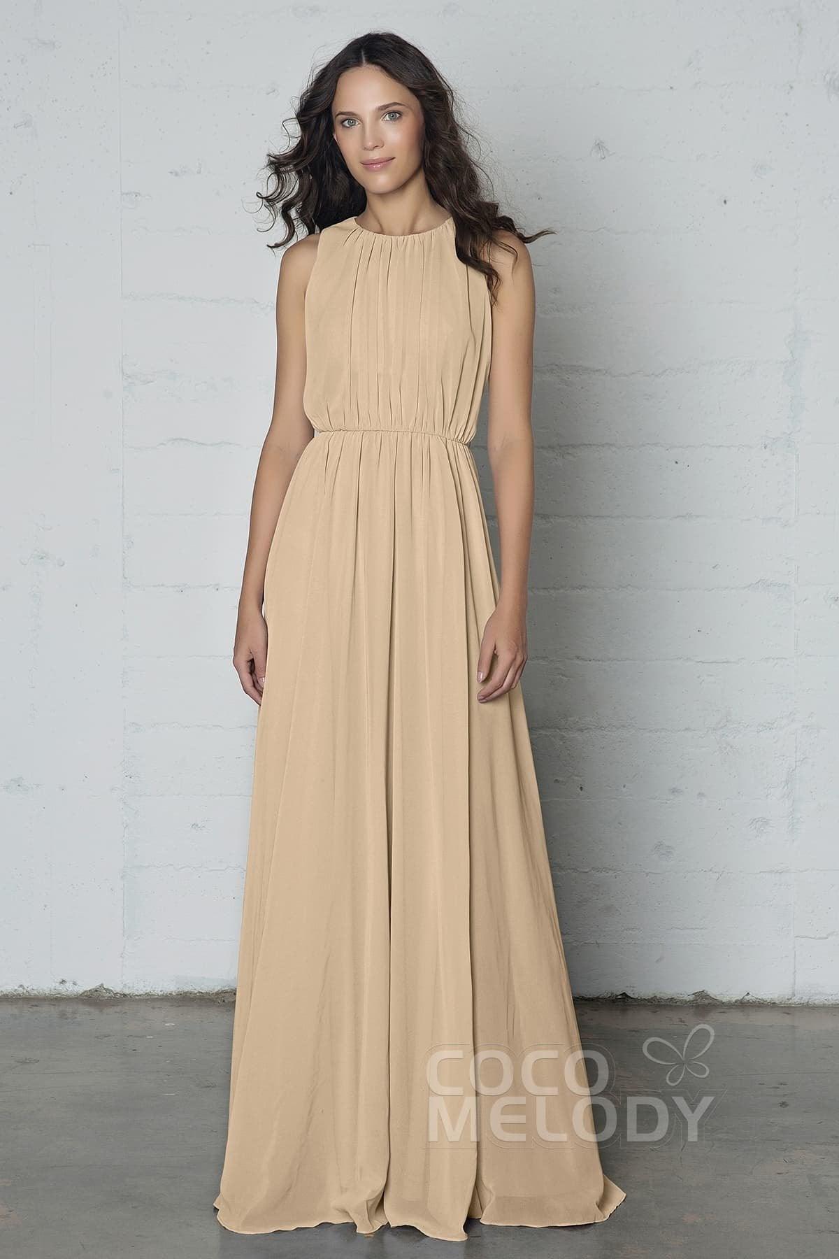 Sheath-Column Floor Length Chiffon Dress PR17020 - COCOMELODY
