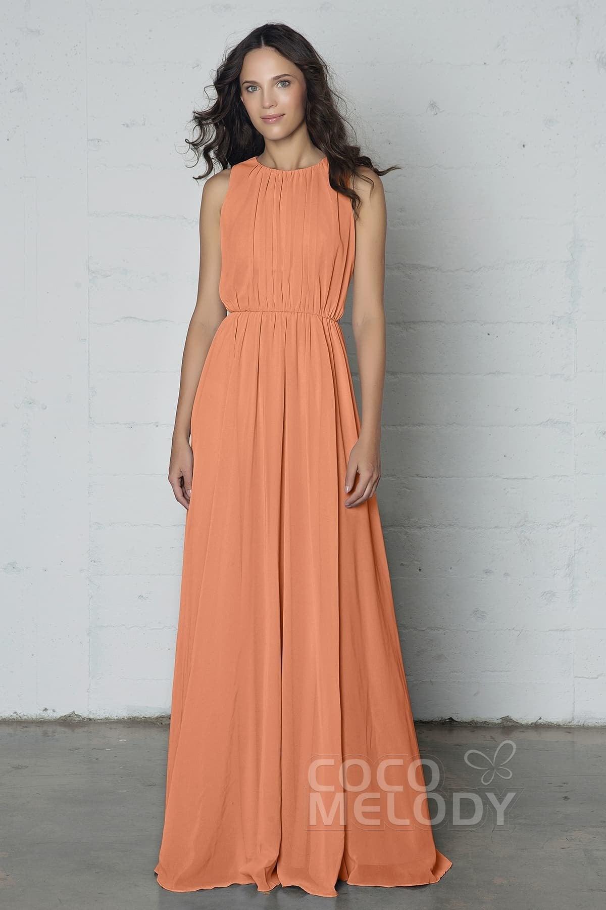 Sheath-Column Floor Length Chiffon Dress PR17020 - COCOMELODY