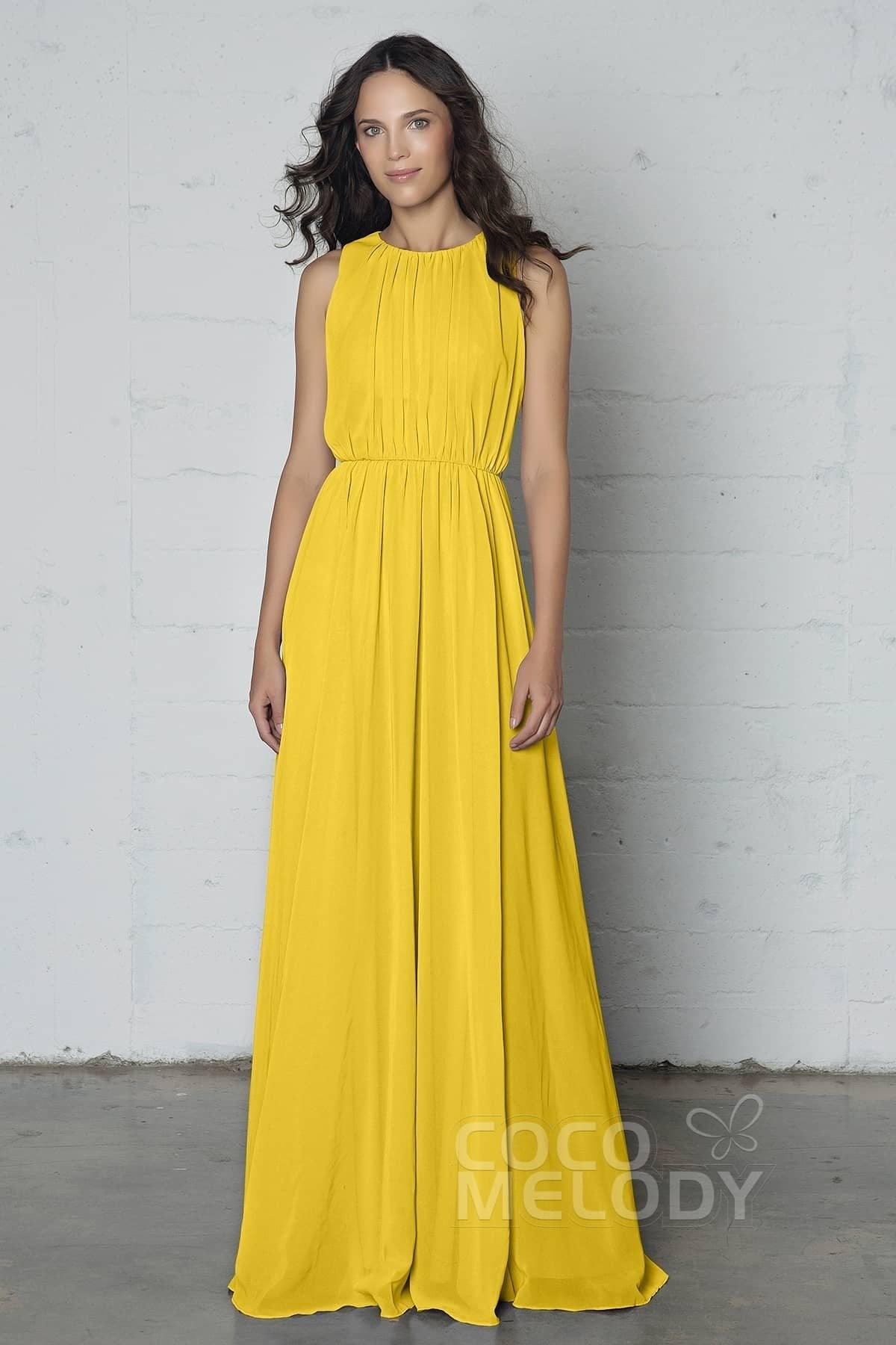 Sheath-Column Floor Length Chiffon Dress PR17020 - COCOMELODY