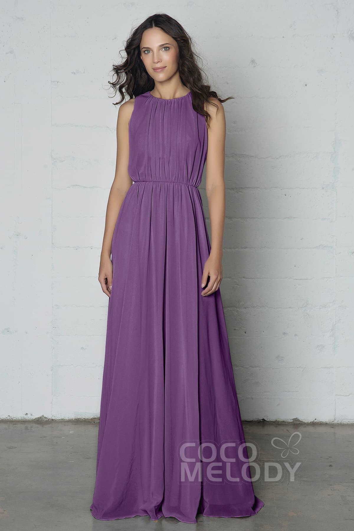 Sheath-Column Floor Length Chiffon Dress PR17020 - COCOMELODY