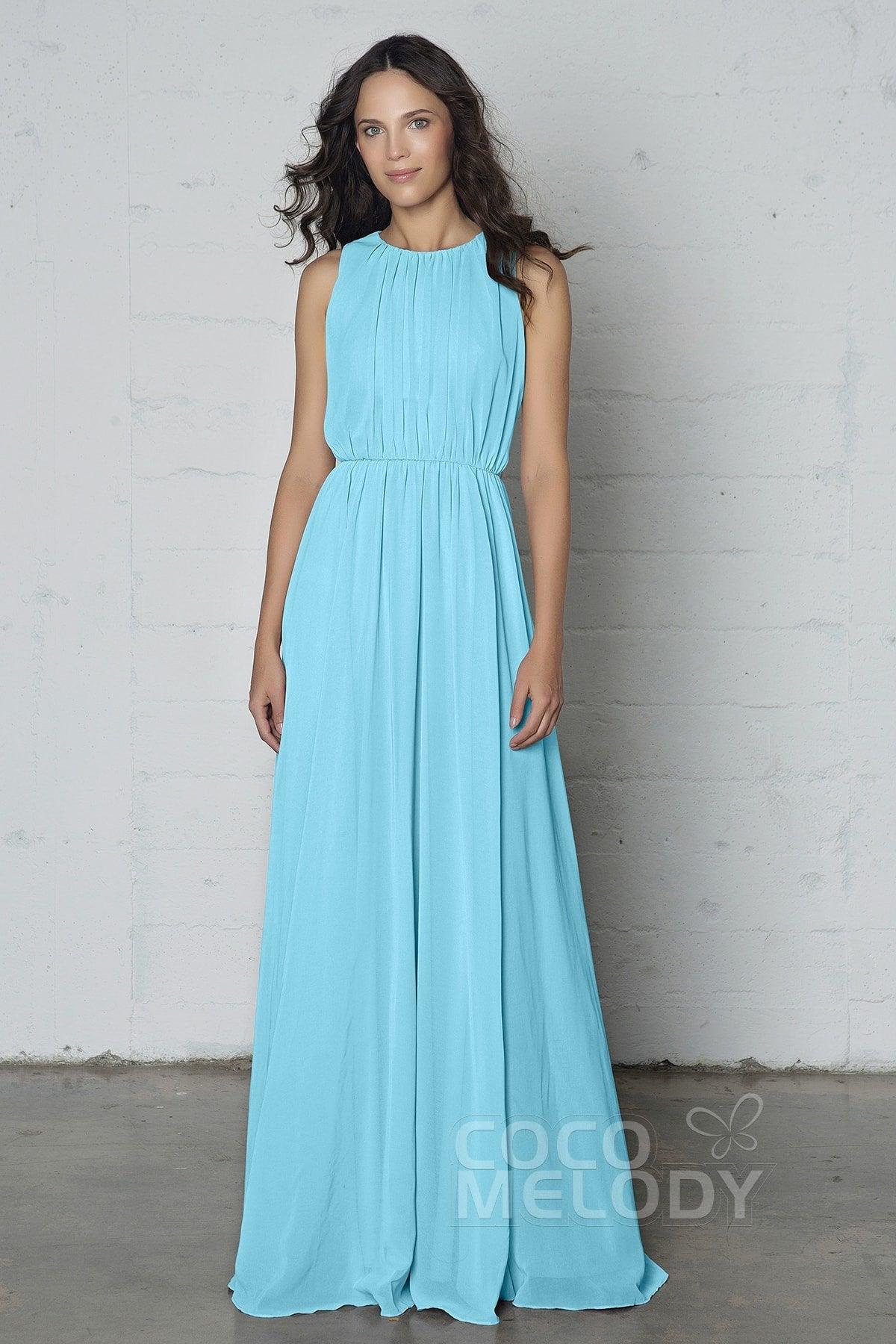 Sheath-Column Floor Length Chiffon Dress PR17020 - COCOMELODY