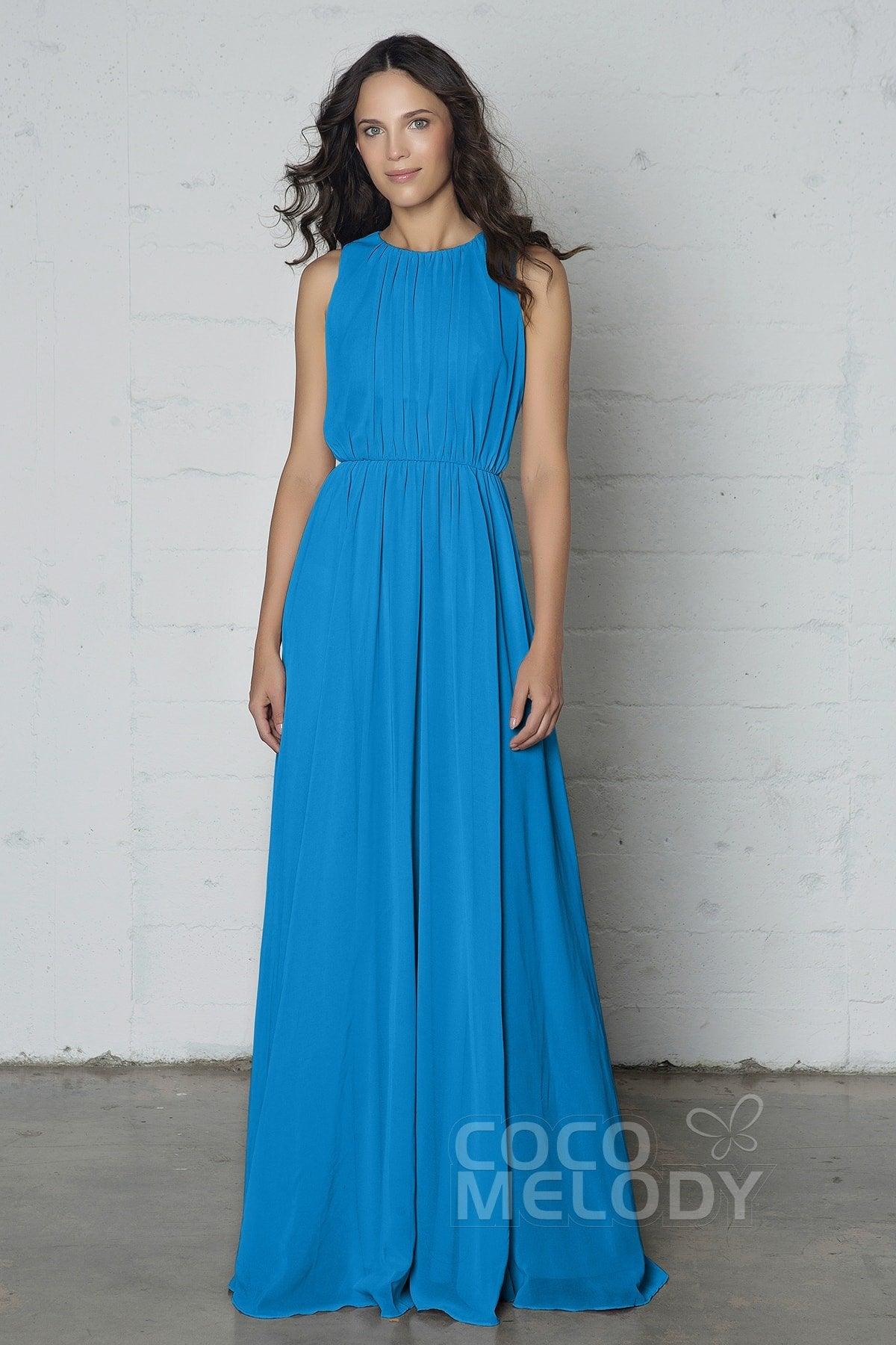 Sheath-Column Floor Length Chiffon Dress PR17020 - COCOMELODY