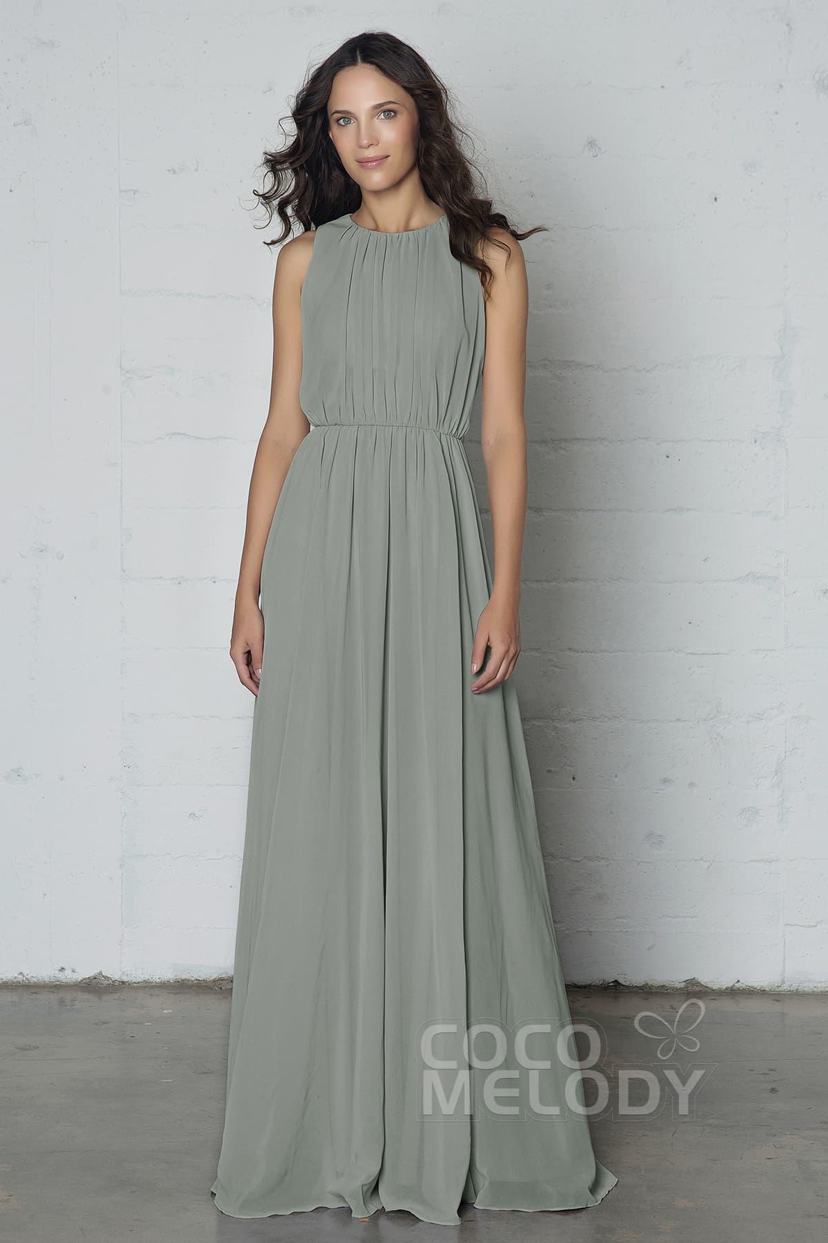 Sheath-Column Floor Length Chiffon Dress PR17020 - COCOMELODY
