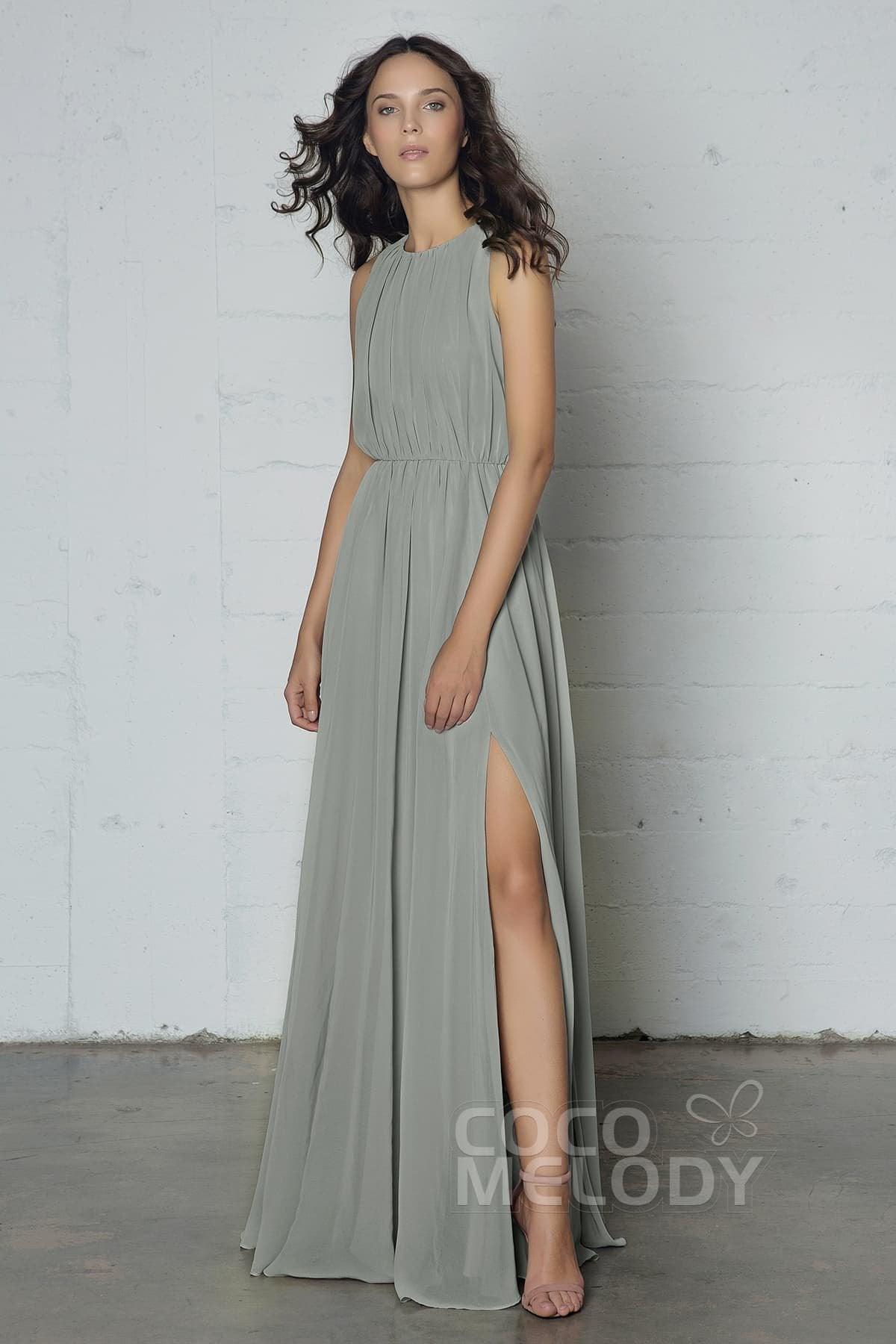 Sheath-Column Floor Length Chiffon Dress PR17020 - COCOMELODY