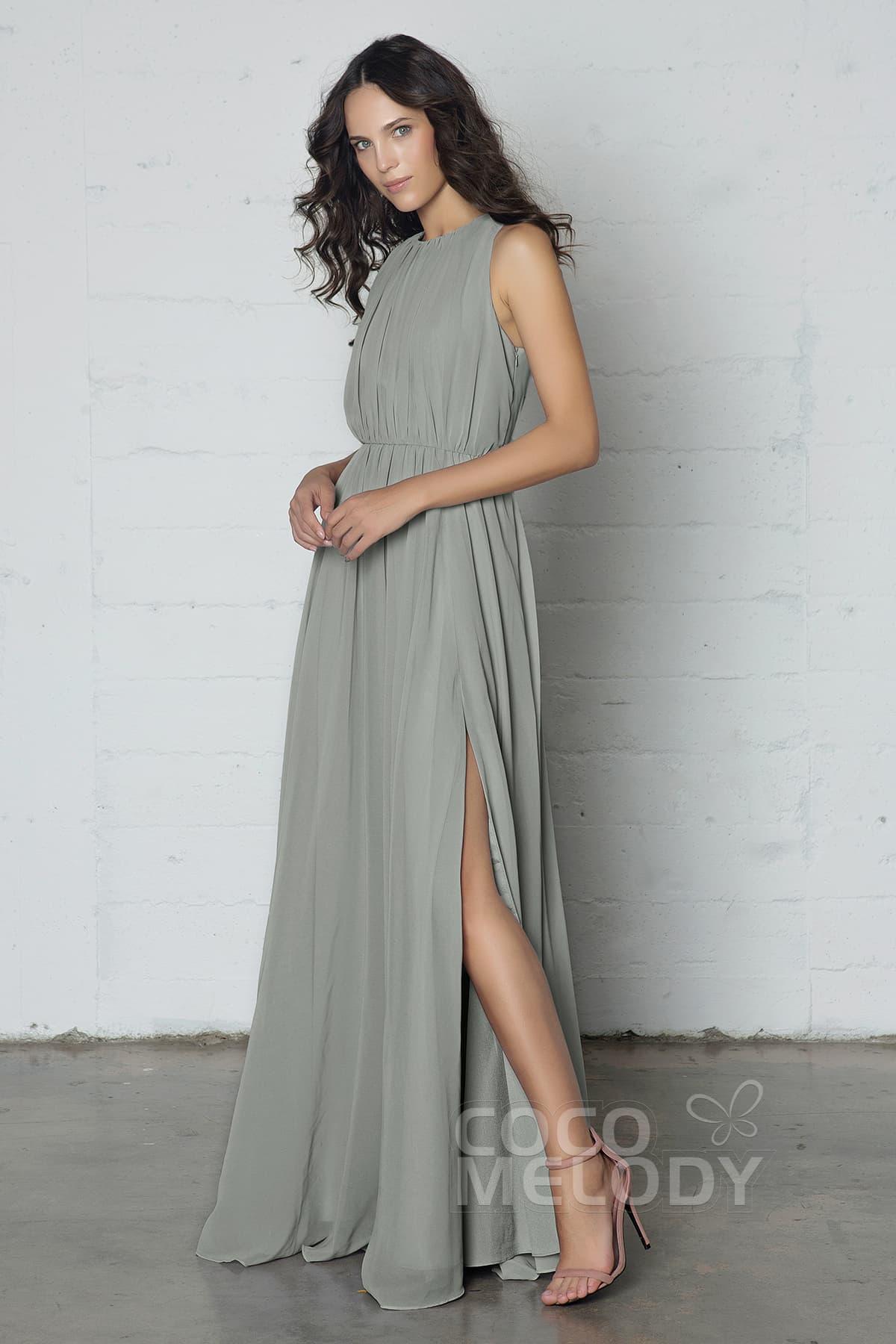 Sheath-Column Floor Length Chiffon Dress PR17020 - COCOMELODY