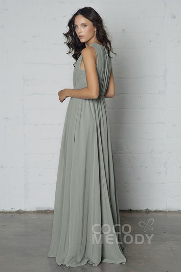 Sheath-Column Floor Length Chiffon Dress PR17020 - COCOMELODY