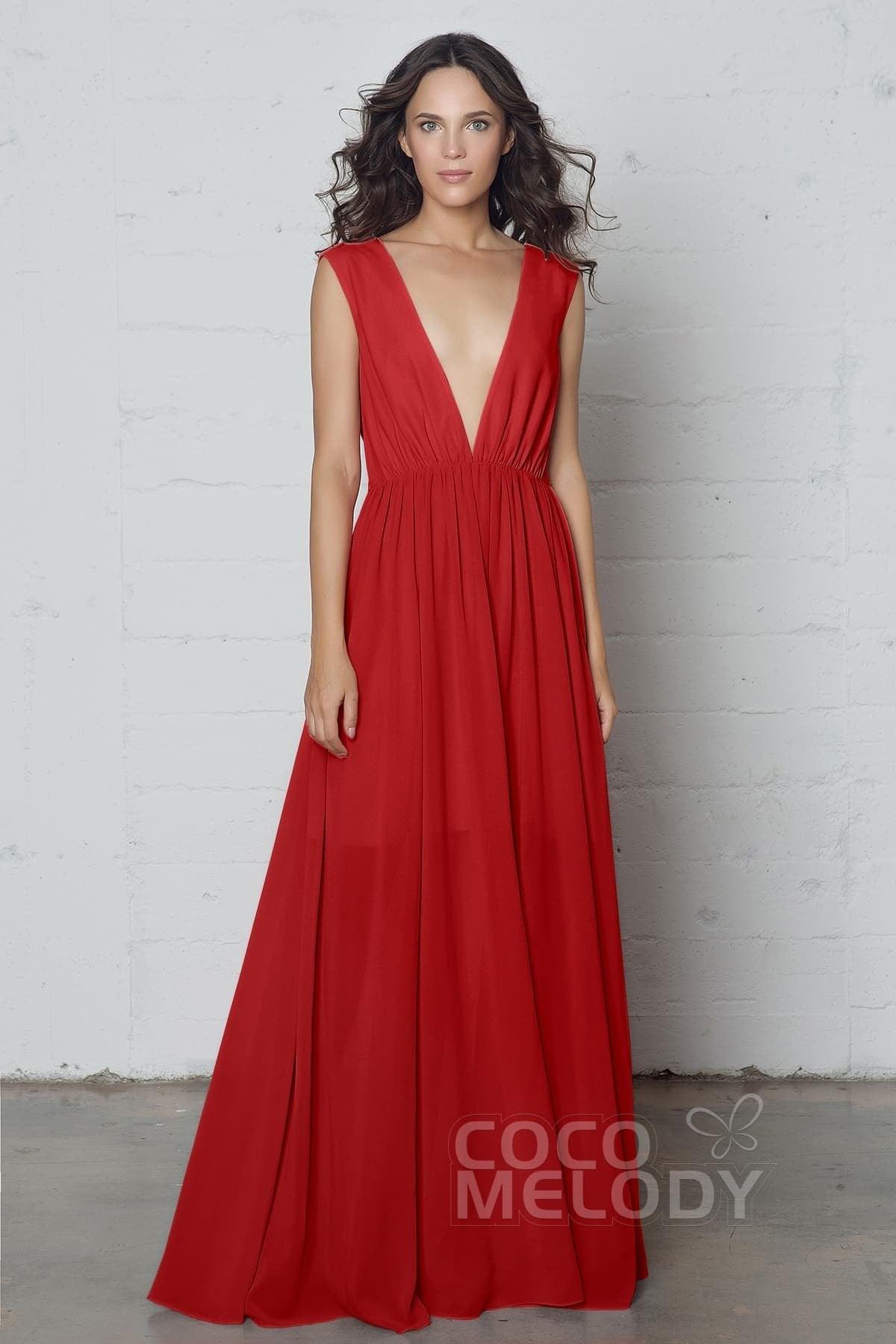 Sheath-Column Floor Length Chiffon Dress PR17022 - COCOMELODY
