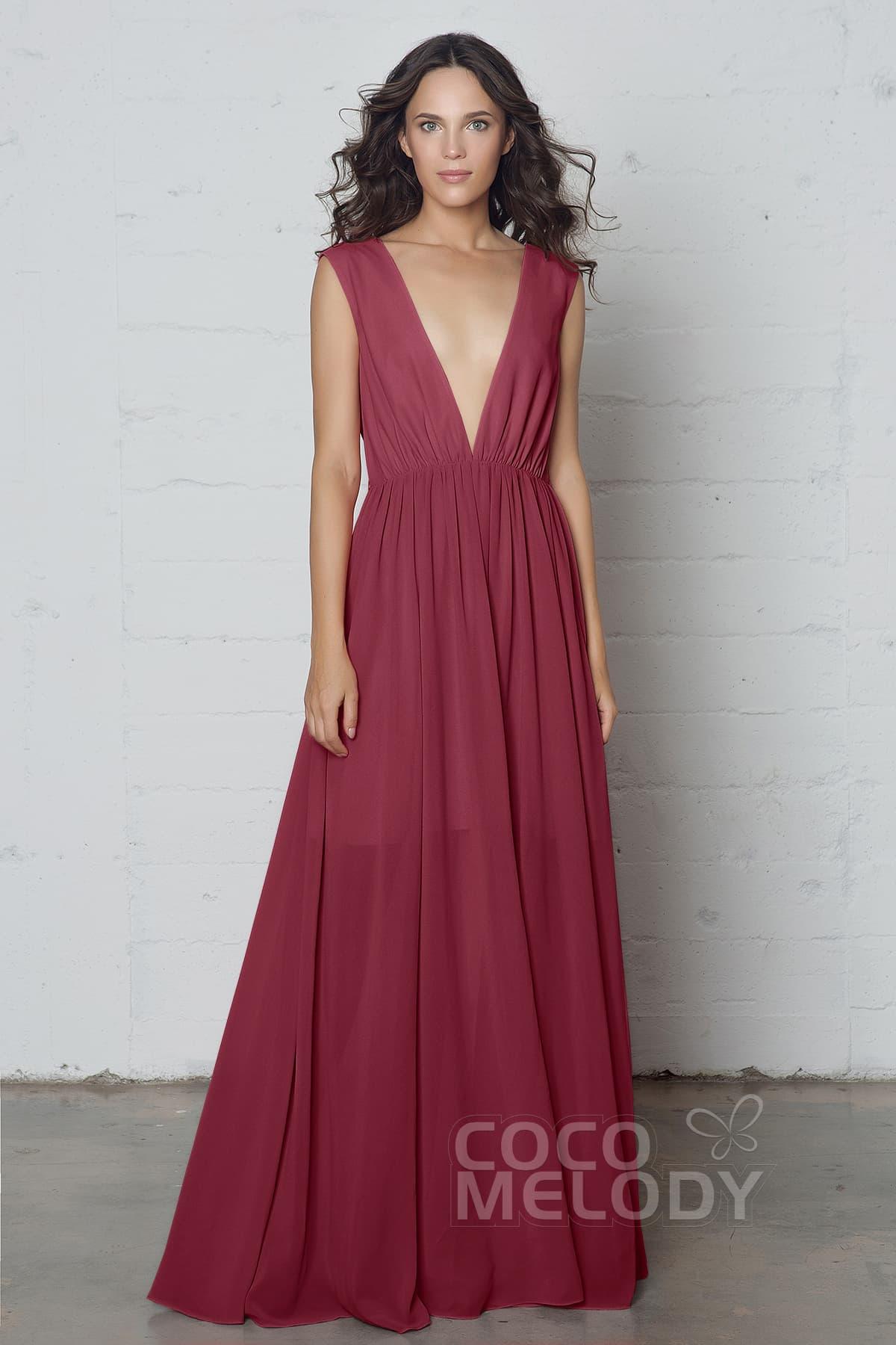 Sheath-Column Floor Length Chiffon Dress PR17022 - COCOMELODY