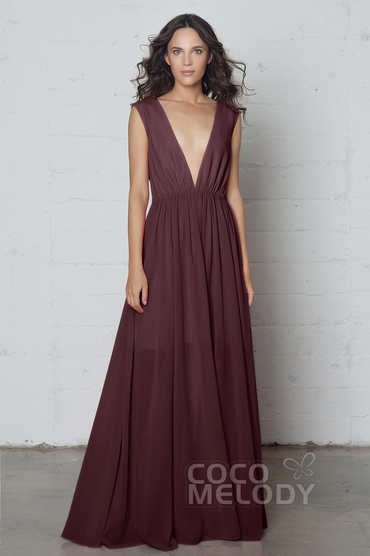 Sheath-Column Floor Length Chiffon Dress PR17022 - COCOMELODY