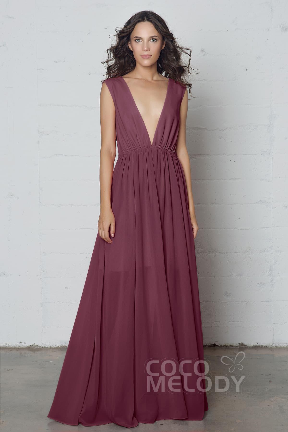 Sheath-Column Floor Length Chiffon Dress PR17022 - COCOMELODY