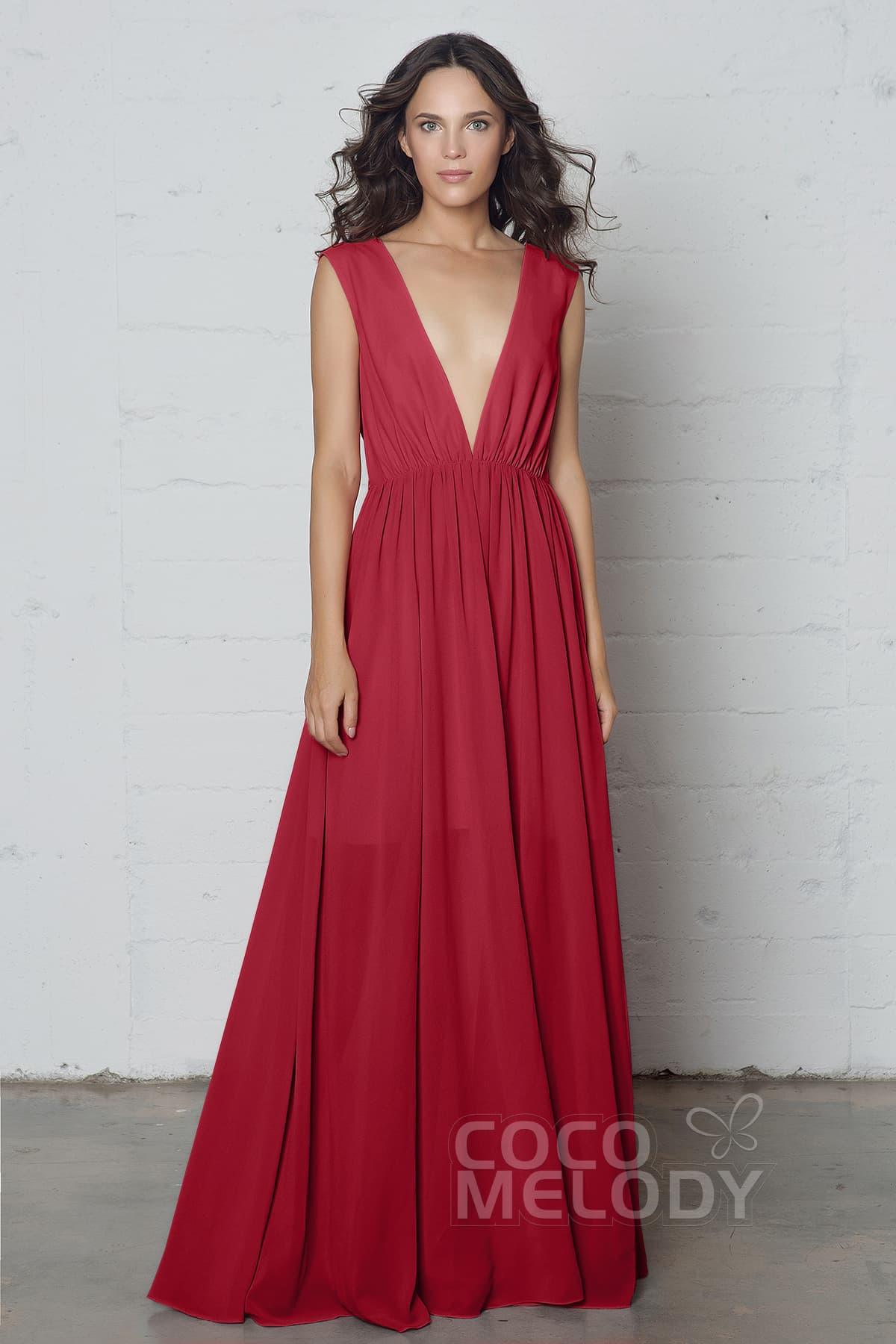 Sheath-Column Floor Length Chiffon Dress PR17022 - COCOMELODY