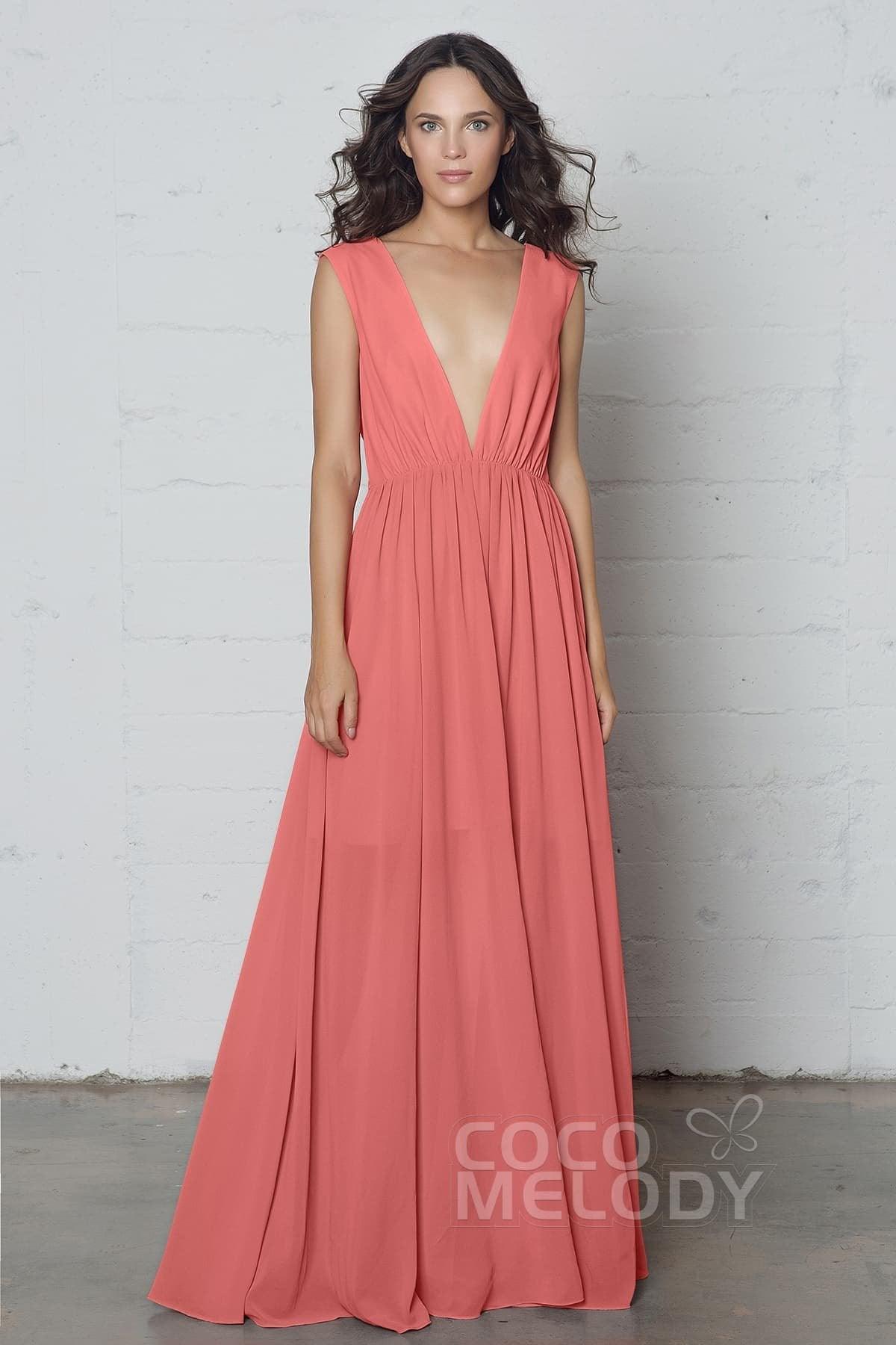 Sheath-Column Floor Length Chiffon Dress PR17022 - COCOMELODY