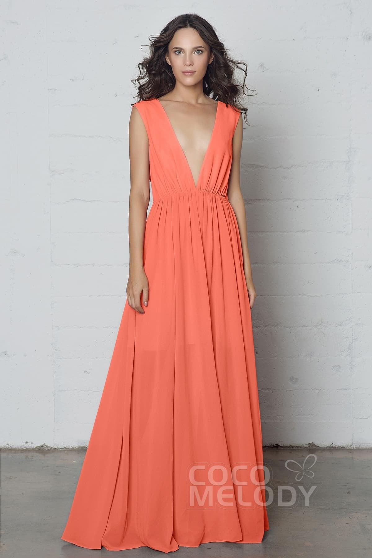 Sheath-Column Floor Length Chiffon Dress PR17022 - COCOMELODY
