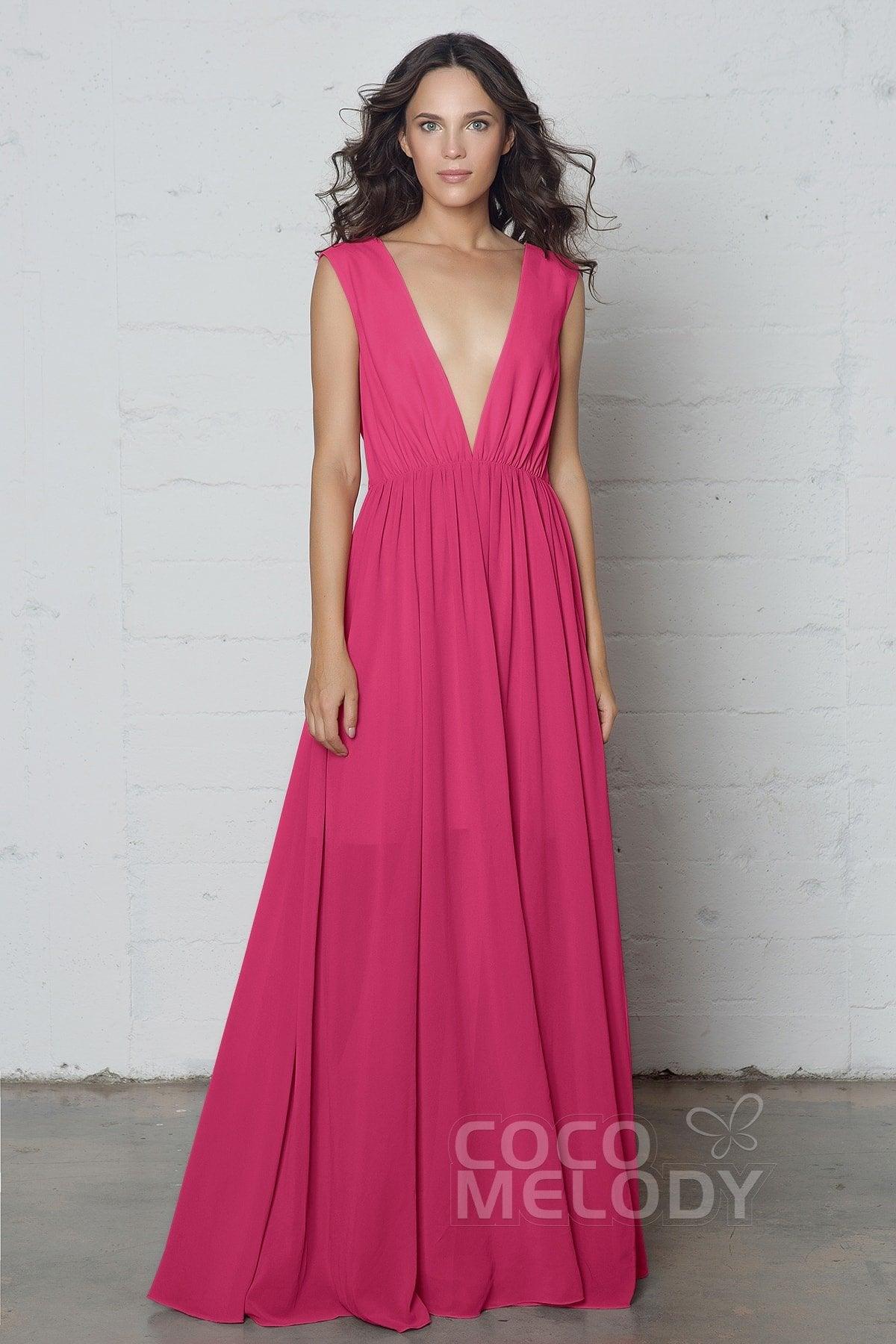 Sheath-Column Floor Length Chiffon Dress PR17022 - COCOMELODY