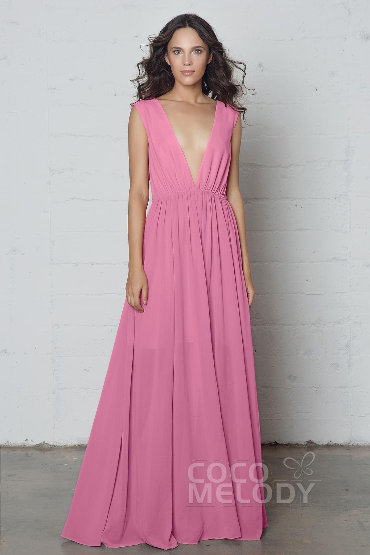 Sheath-Column Floor Length Chiffon Dress PR17022 - COCOMELODY