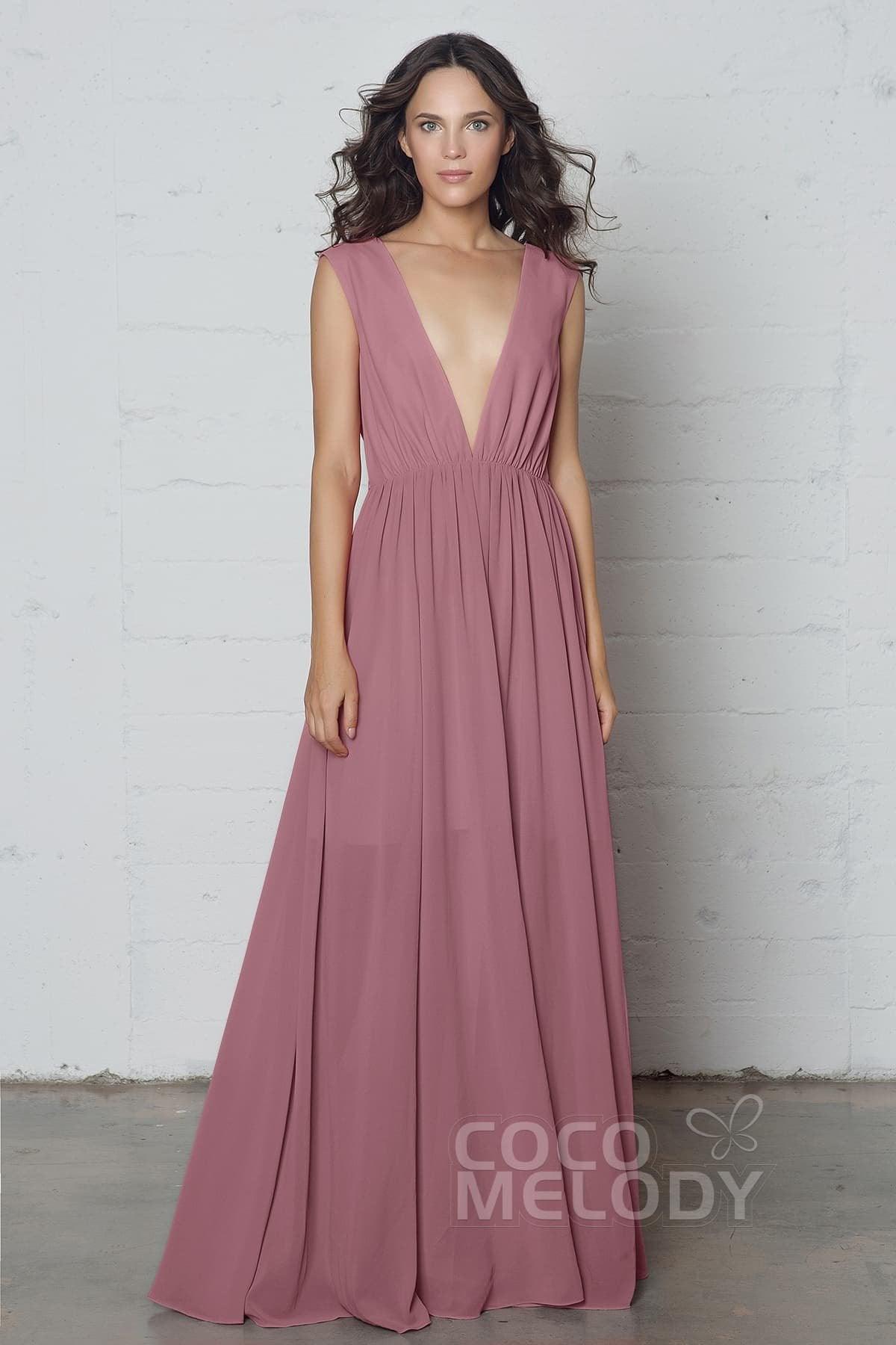 Sheath-Column Floor Length Chiffon Dress PR17022 - COCOMELODY