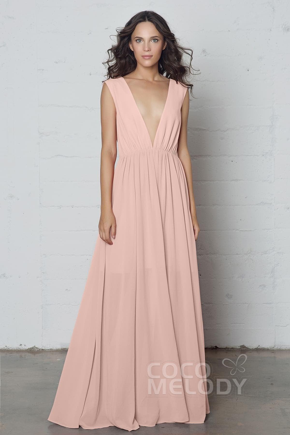 Sheath-Column Floor Length Chiffon Dress PR17022 - COCOMELODY