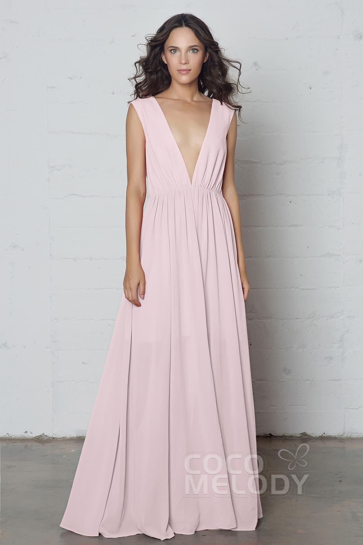 Sheath-Column Floor Length Chiffon Dress PR17022 - COCOMELODY
