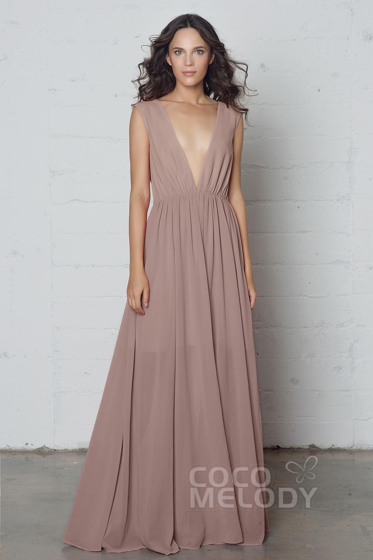 Sheath-Column Floor Length Chiffon Dress PR17022 - COCOMELODY
