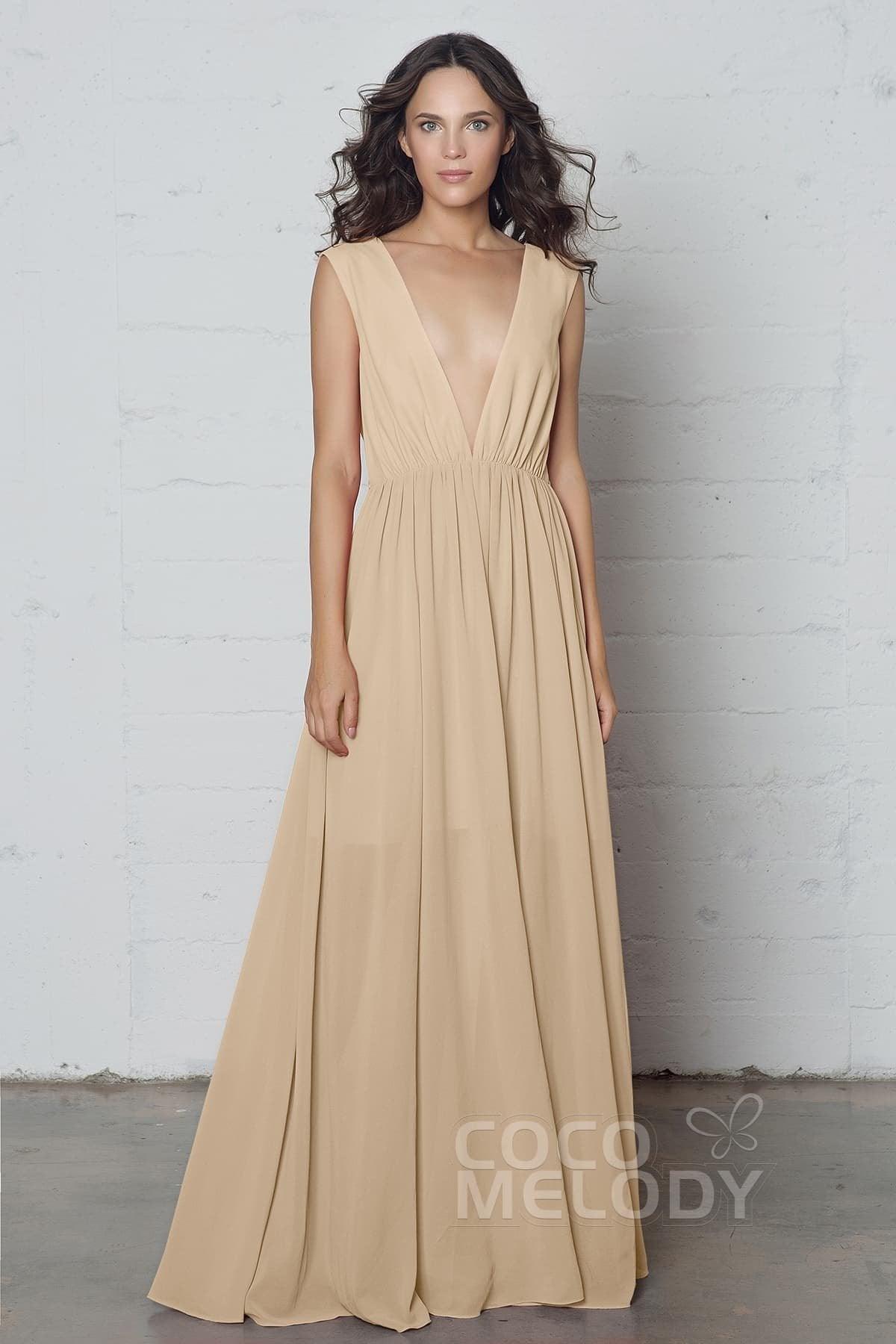 Sheath-Column Floor Length Chiffon Dress PR17022 - COCOMELODY