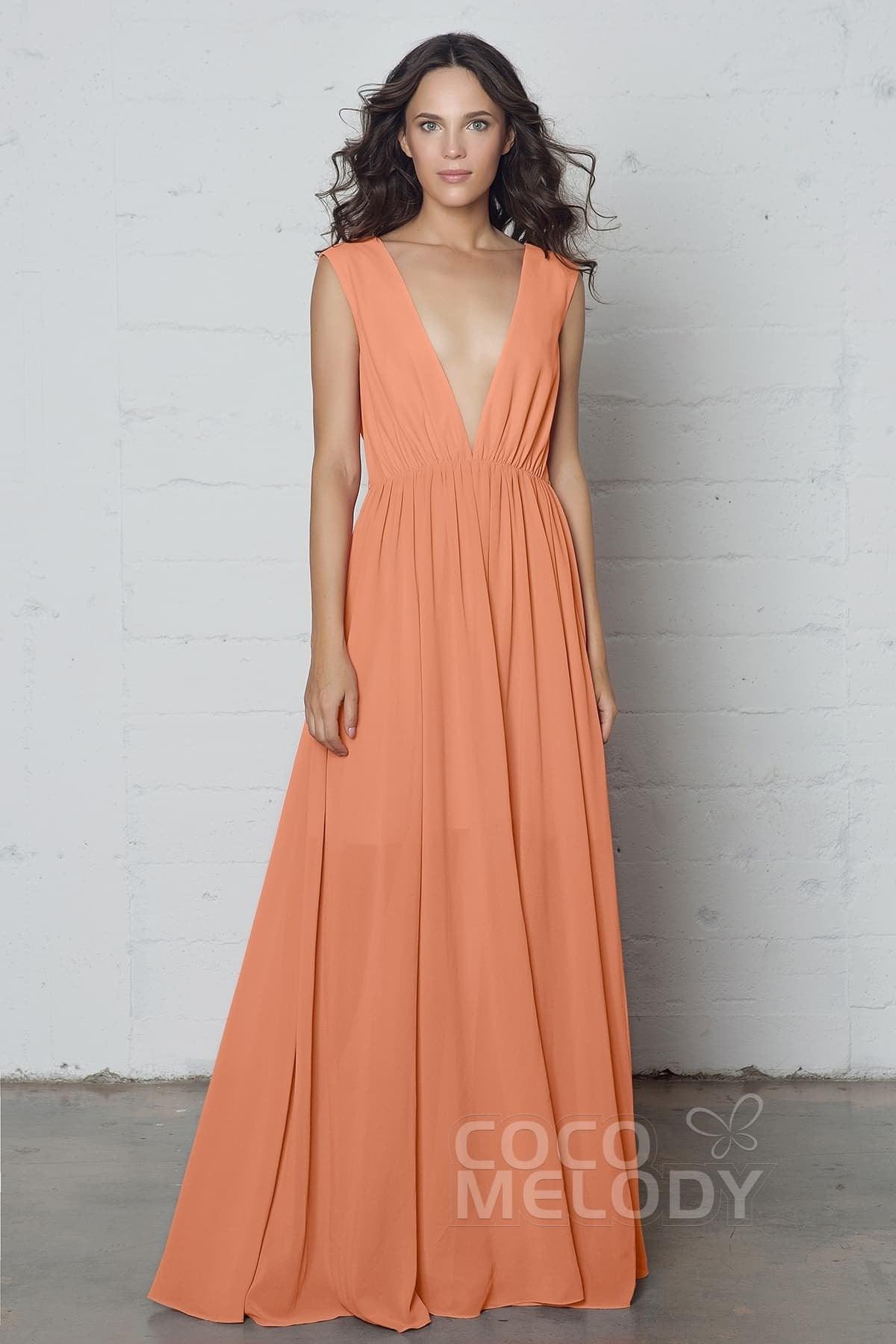 Sheath-Column Floor Length Chiffon Dress PR17022 - COCOMELODY