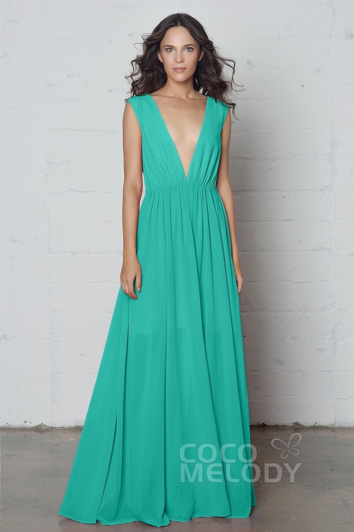 Sheath-Column Floor Length Chiffon Dress PR17022 - COCOMELODY