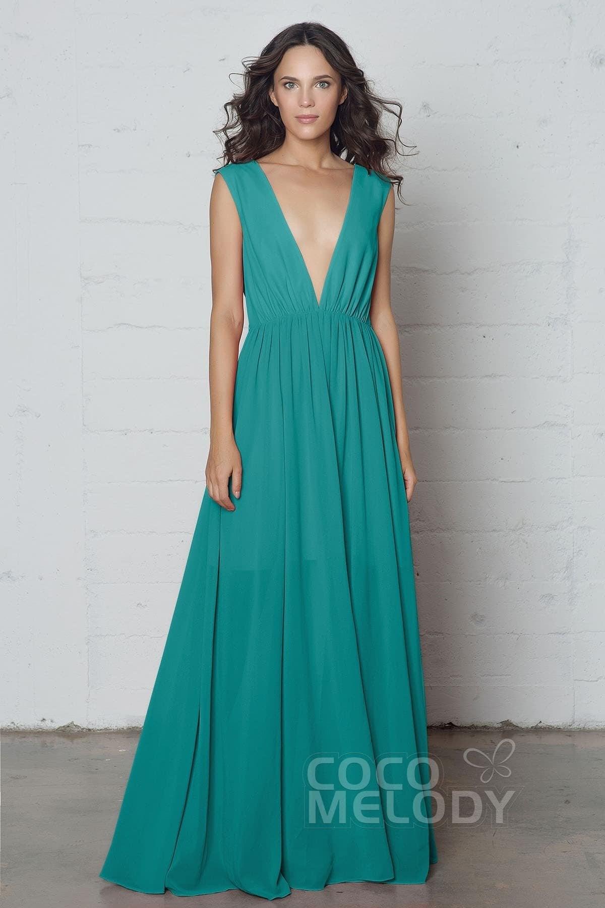 Sheath-Column Floor Length Chiffon Dress PR17022 - COCOMELODY