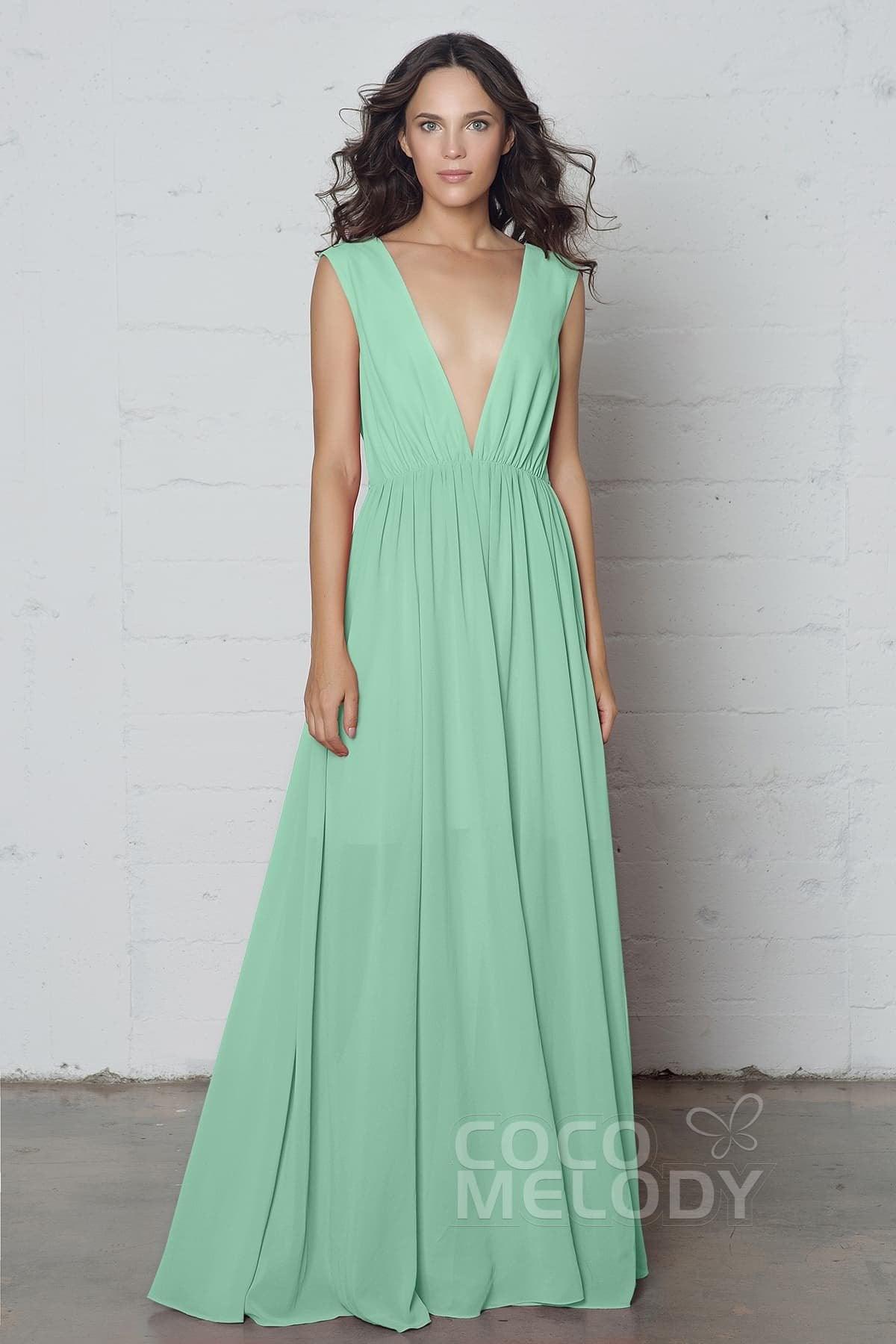 Sheath-Column Floor Length Chiffon Dress PR17022 - COCOMELODY