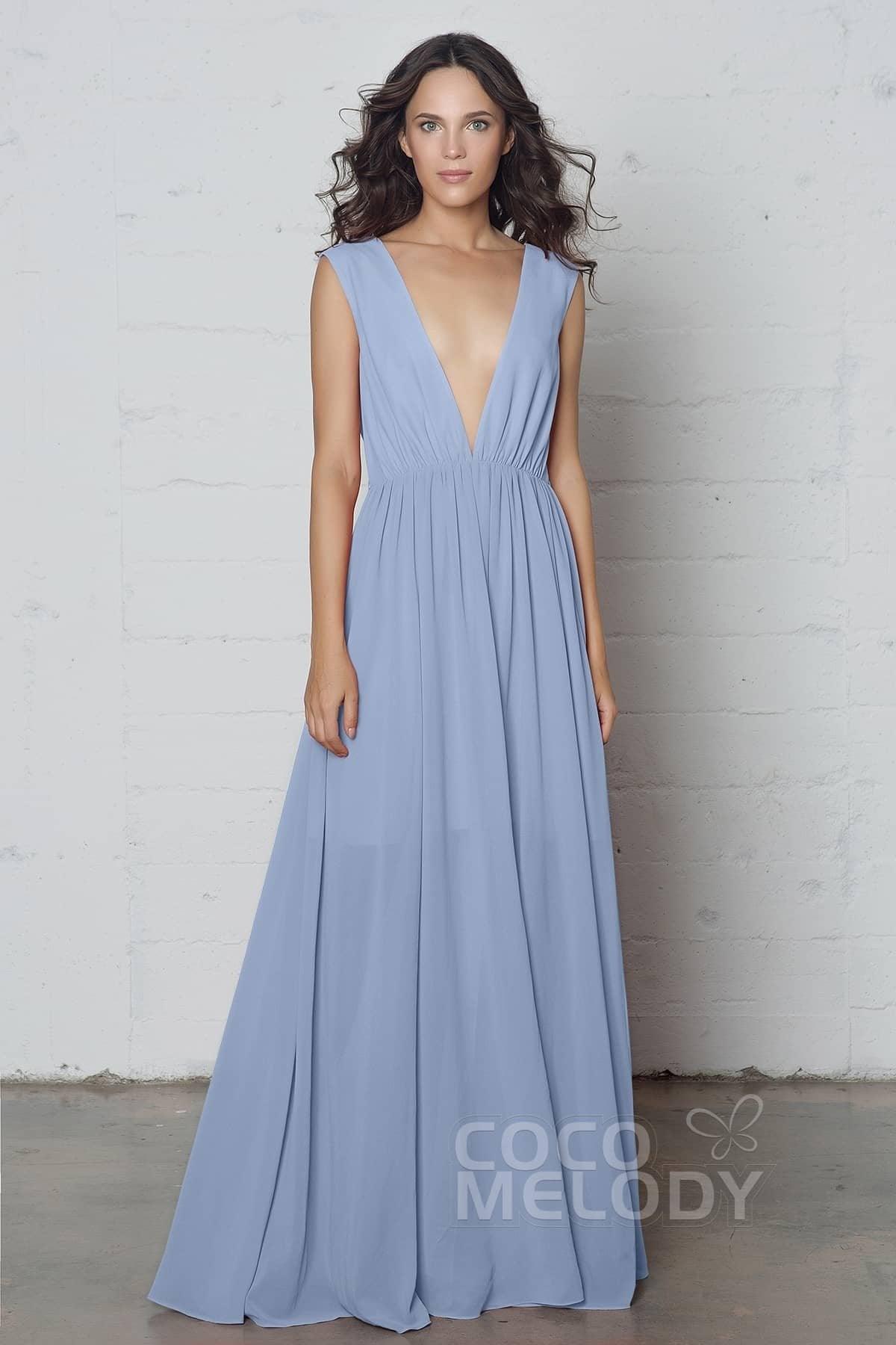Sheath-Column Floor Length Chiffon Dress PR17022 - COCOMELODY