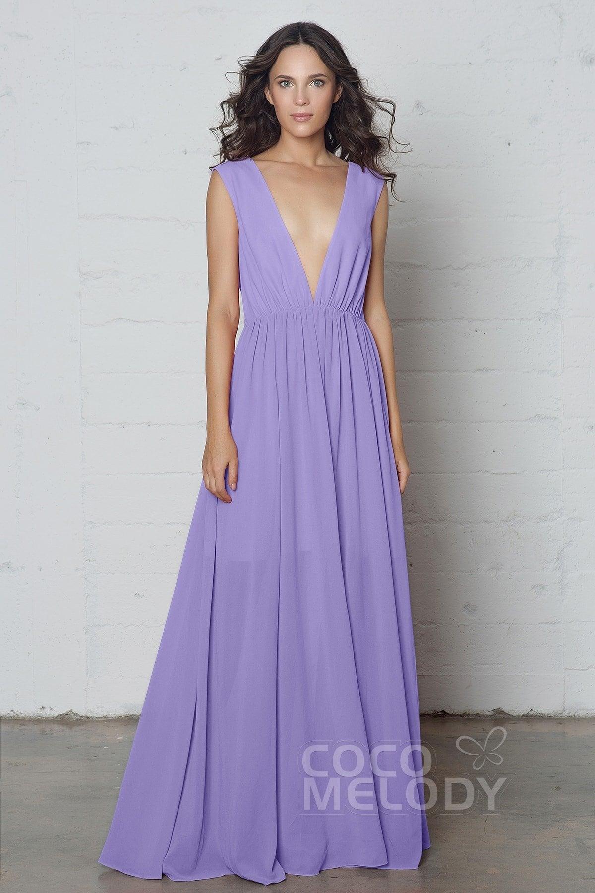Sheath-Column Floor Length Chiffon Dress PR17022 - COCOMELODY