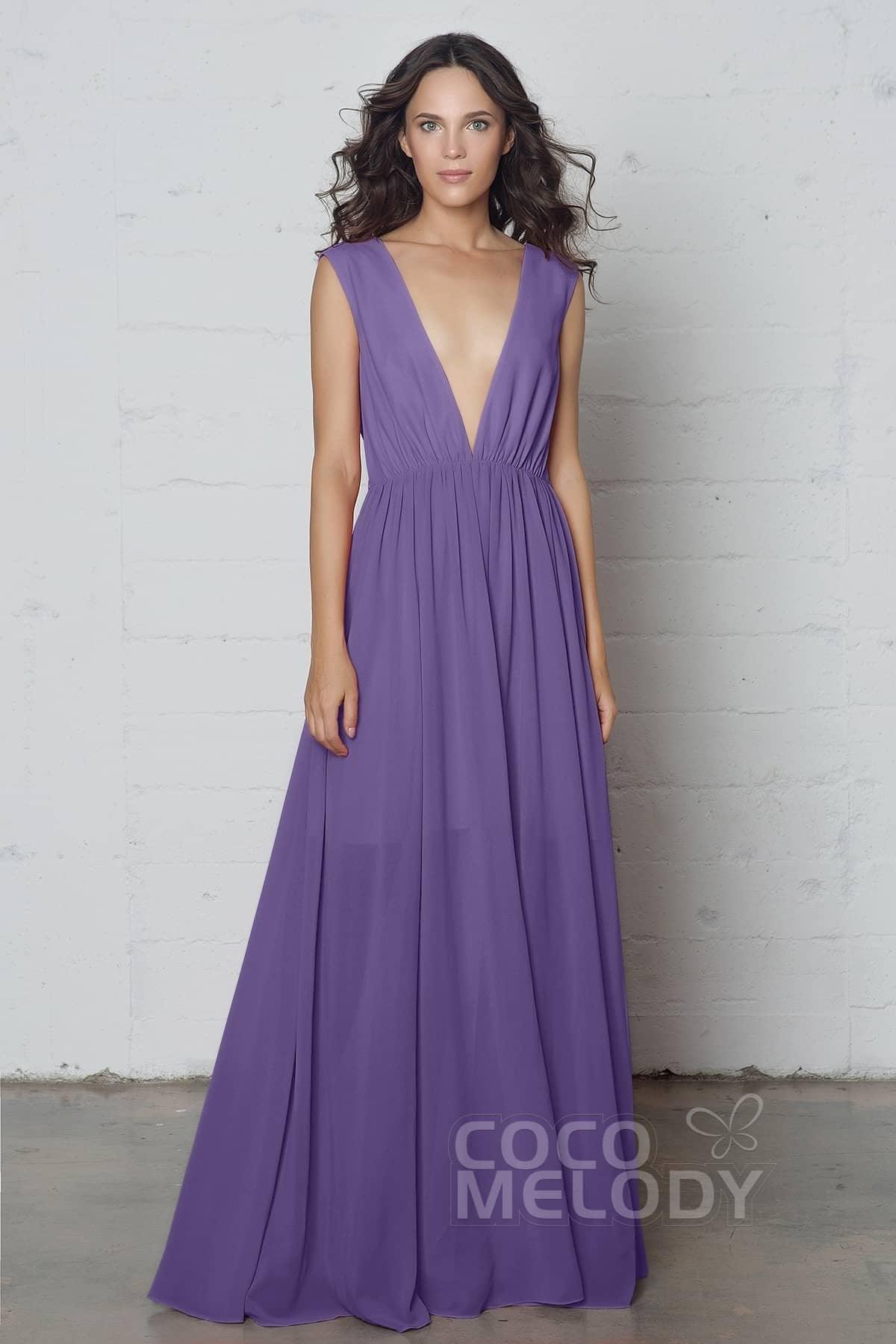 Sheath-Column Floor Length Chiffon Dress PR17022 - COCOMELODY