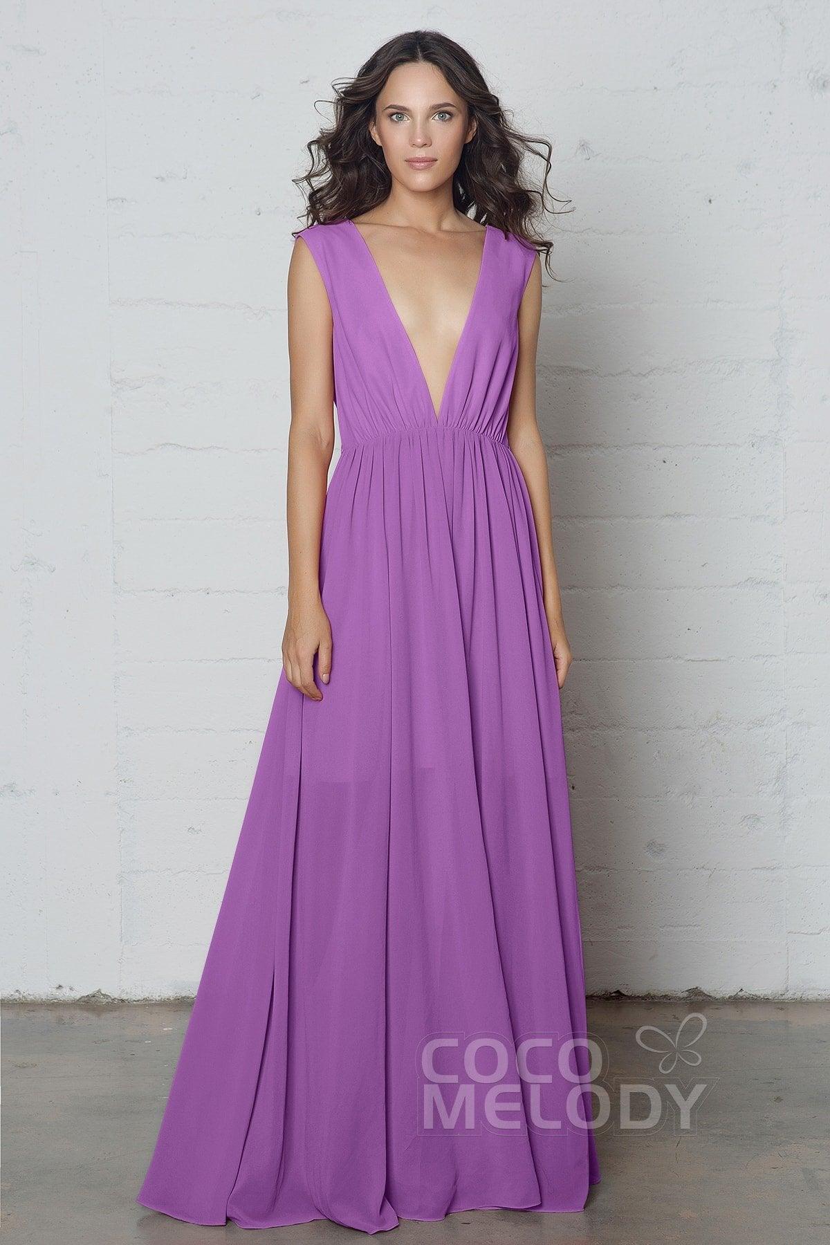 Sheath-Column Floor Length Chiffon Dress PR17022 - COCOMELODY