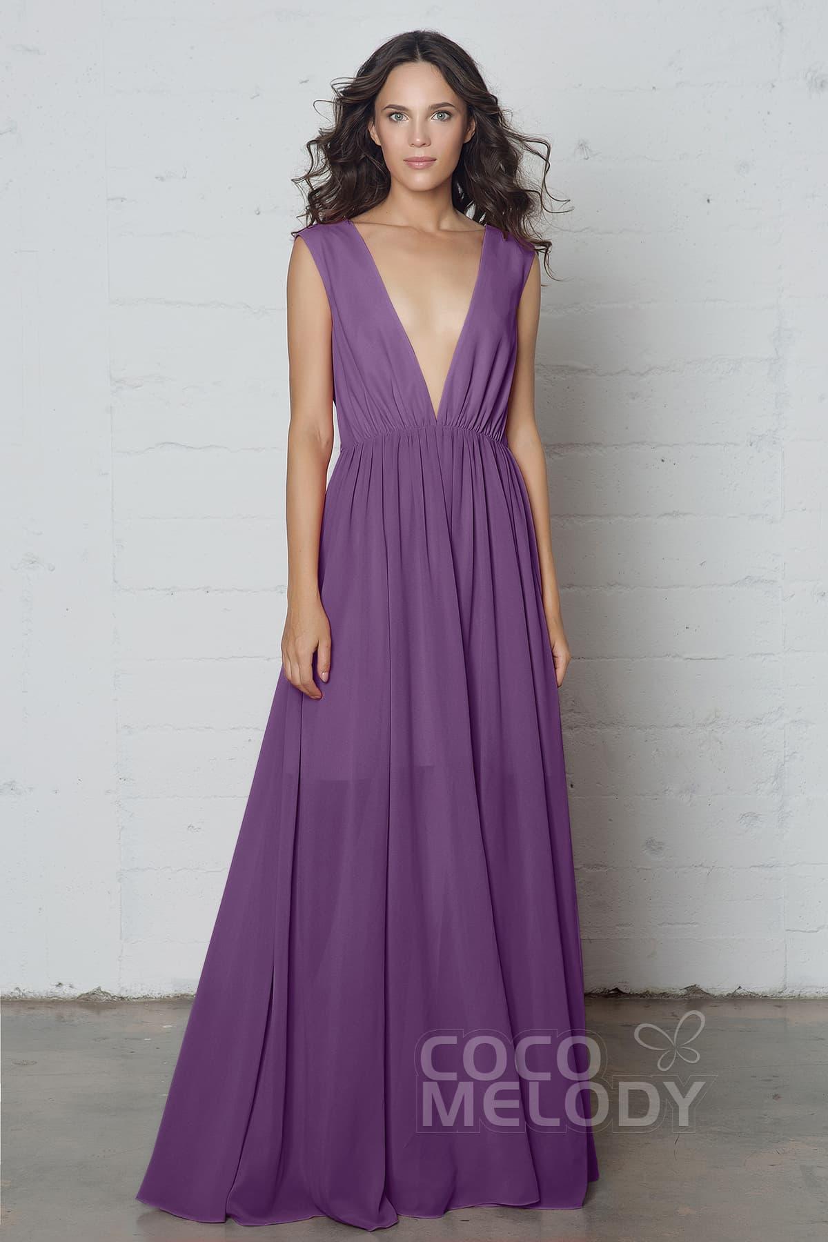 Sheath-Column Floor Length Chiffon Dress PR17022 - COCOMELODY