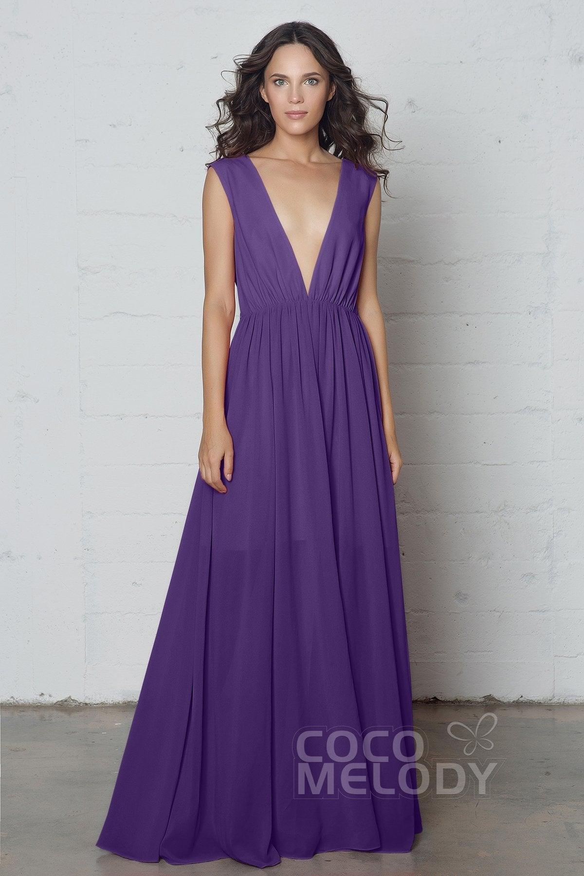 Sheath-Column Floor Length Chiffon Dress PR17022 - COCOMELODY