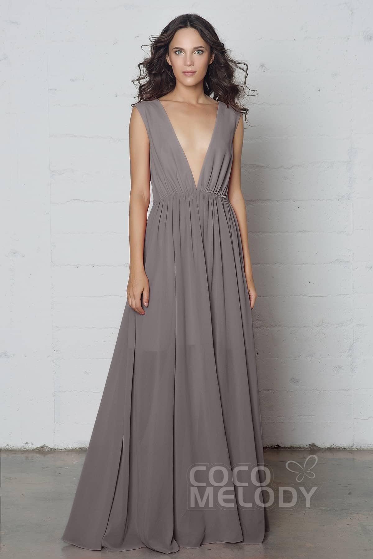 Sheath-Column Floor Length Chiffon Dress PR17022 - COCOMELODY