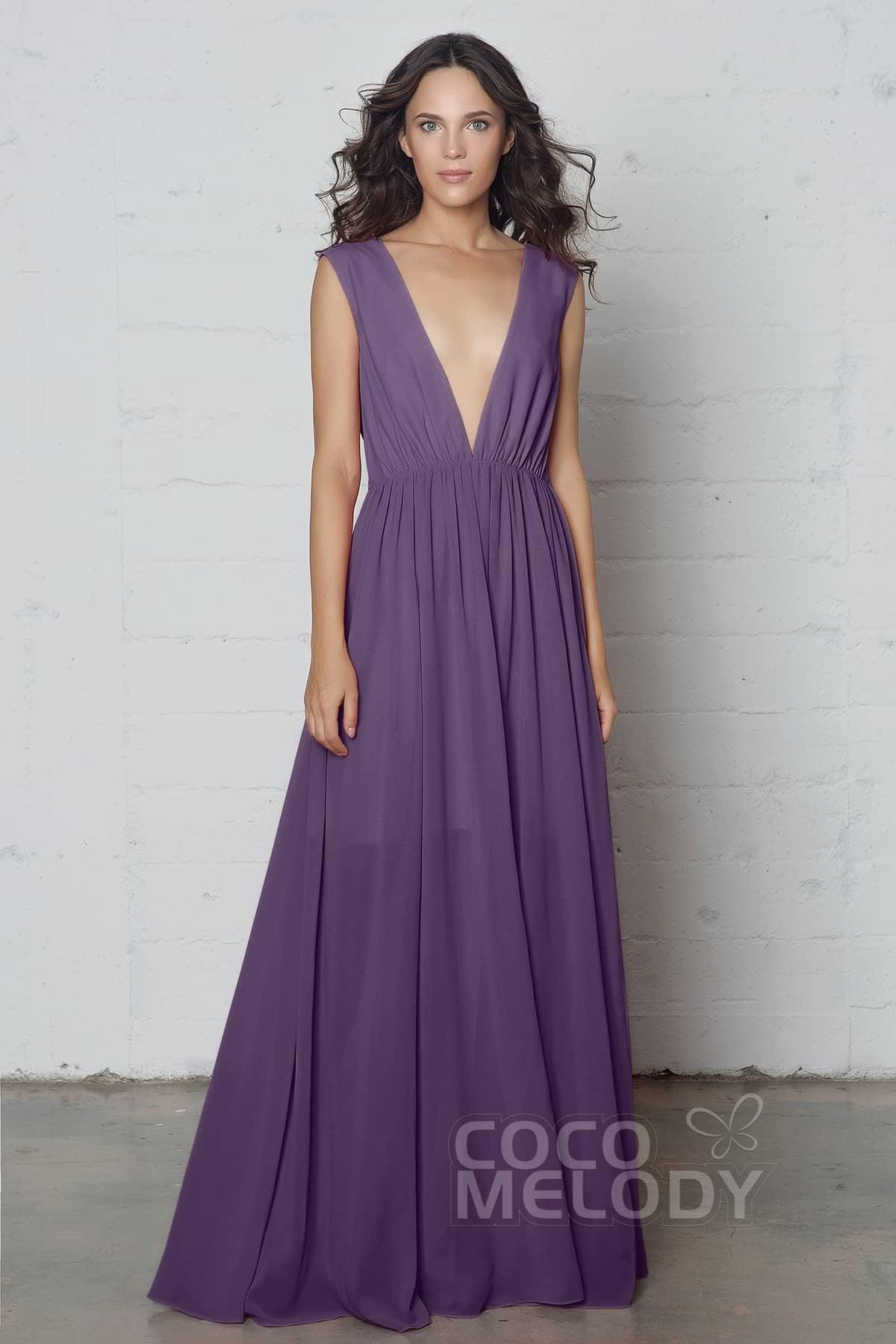 Sheath-Column Floor Length Chiffon Dress PR17022 - COCOMELODY