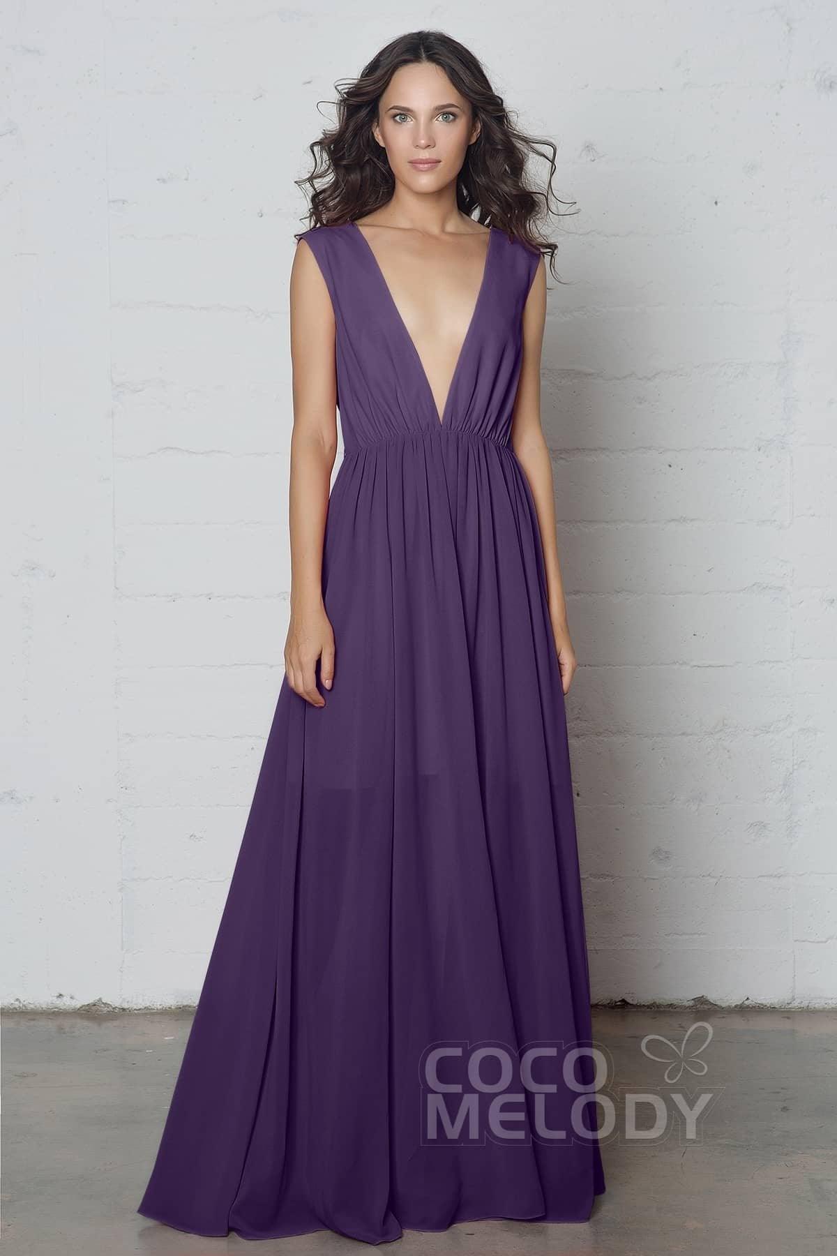 Sheath-Column Floor Length Chiffon Dress PR17022 - COCOMELODY