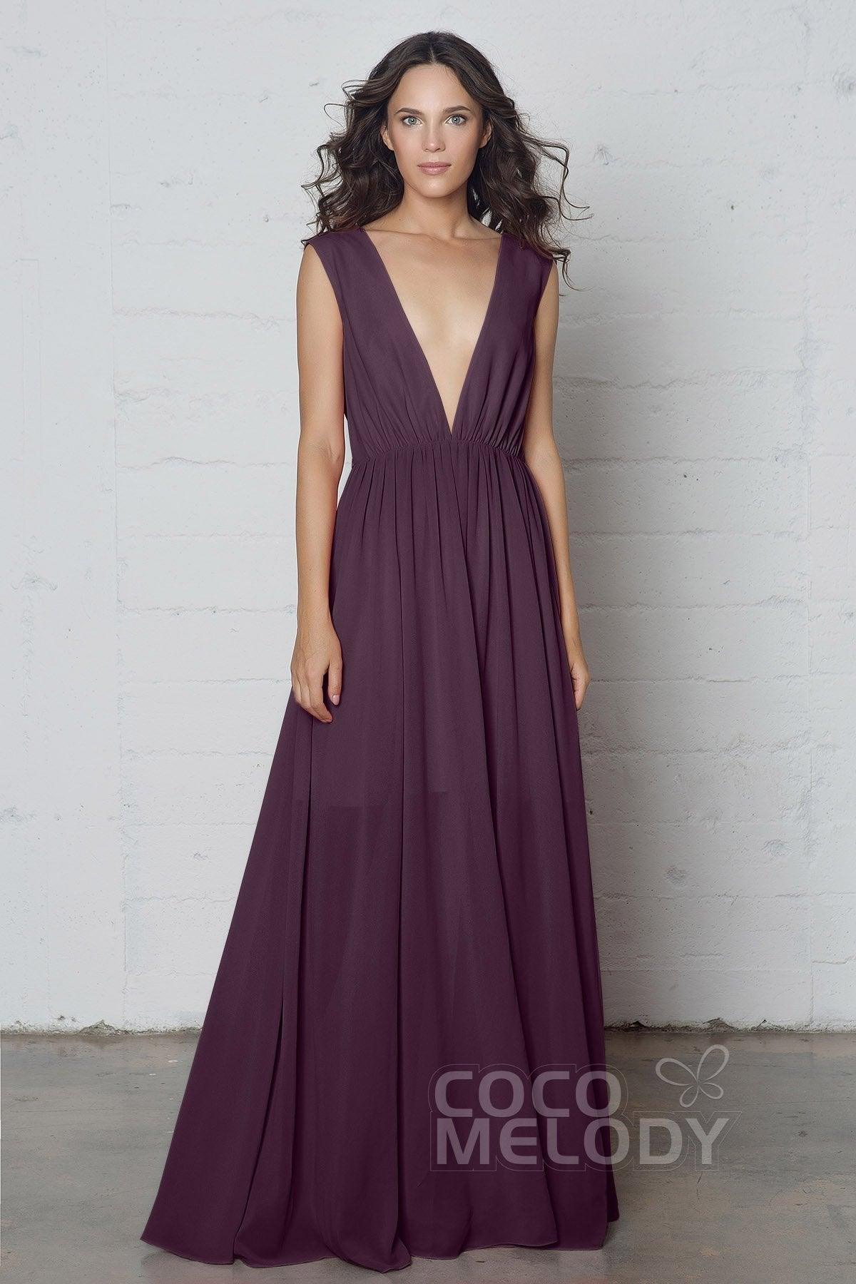 Sheath-Column Floor Length Chiffon Dress PR17022 - COCOMELODY