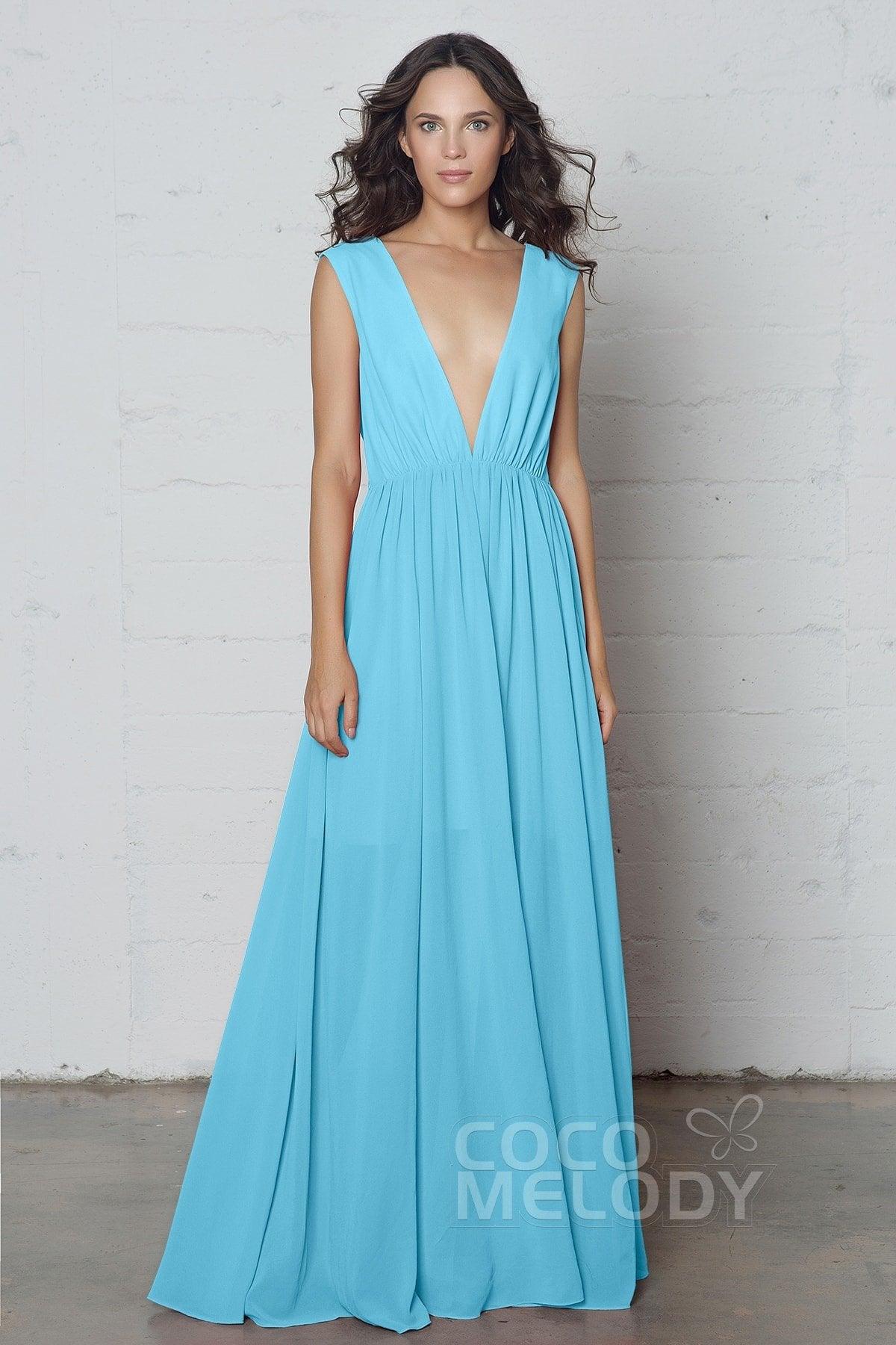 Sheath-Column Floor Length Chiffon Dress PR17022 - COCOMELODY