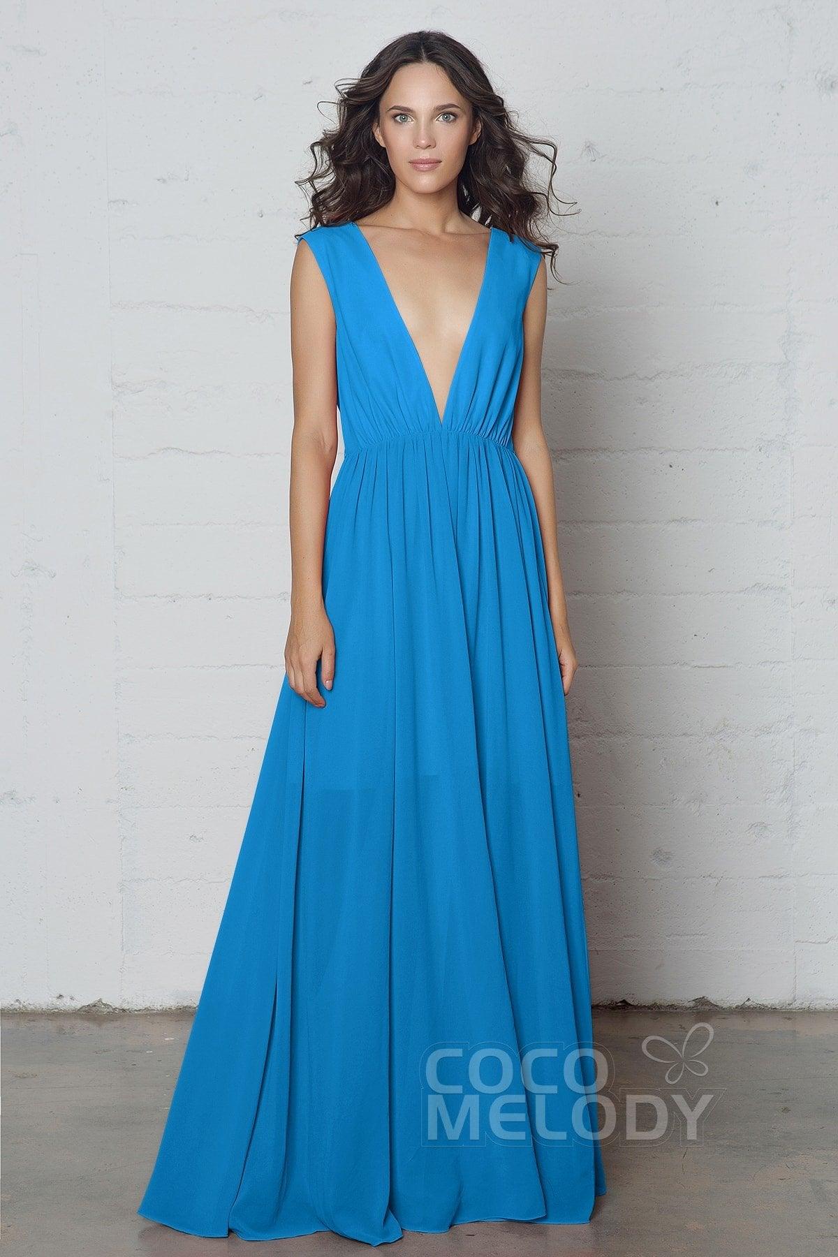 Sheath-Column Floor Length Chiffon Dress PR17022 - COCOMELODY