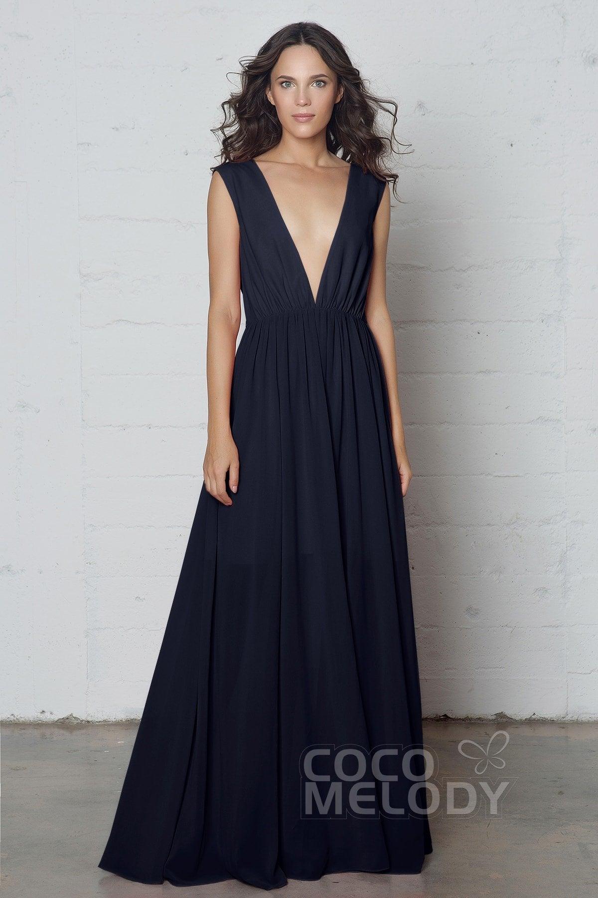 Sheath-Column Floor Length Chiffon Dress PR17022 - COCOMELODY
