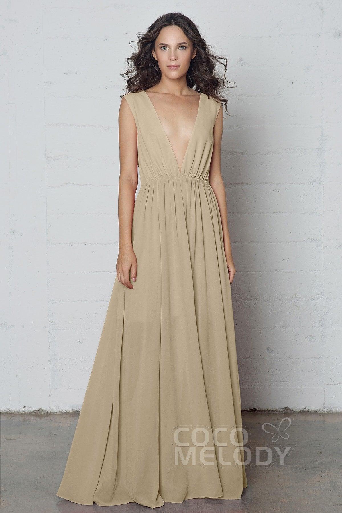 Sheath-Column Floor Length Chiffon Dress PR17022 - COCOMELODY