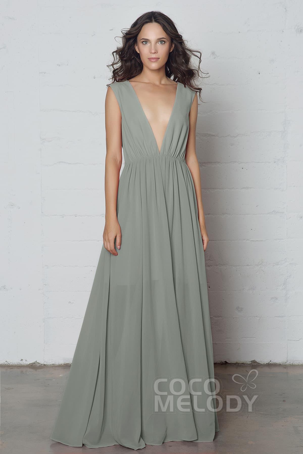 Sheath-Column Floor Length Chiffon Dress PR17022 - COCOMELODY